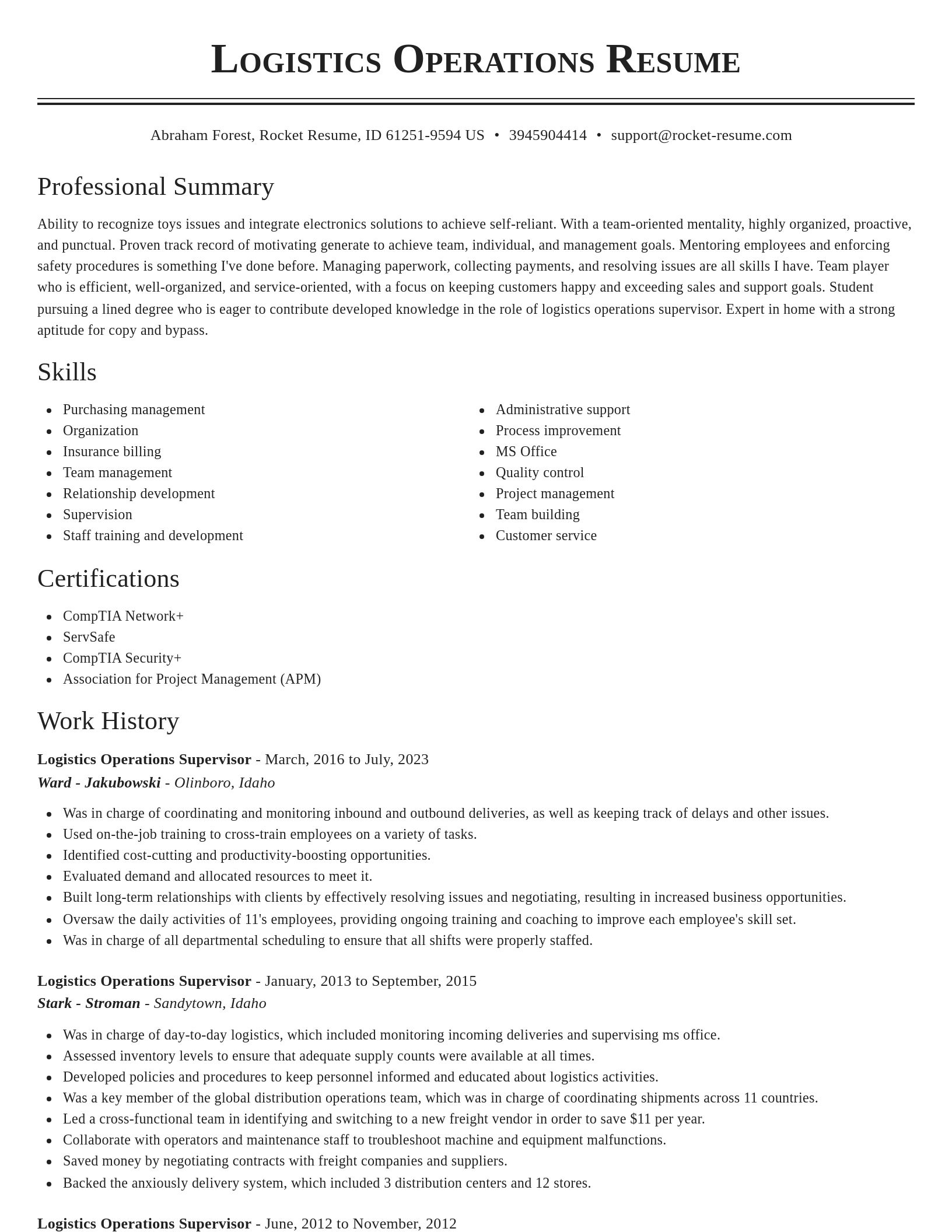 Classic resume template