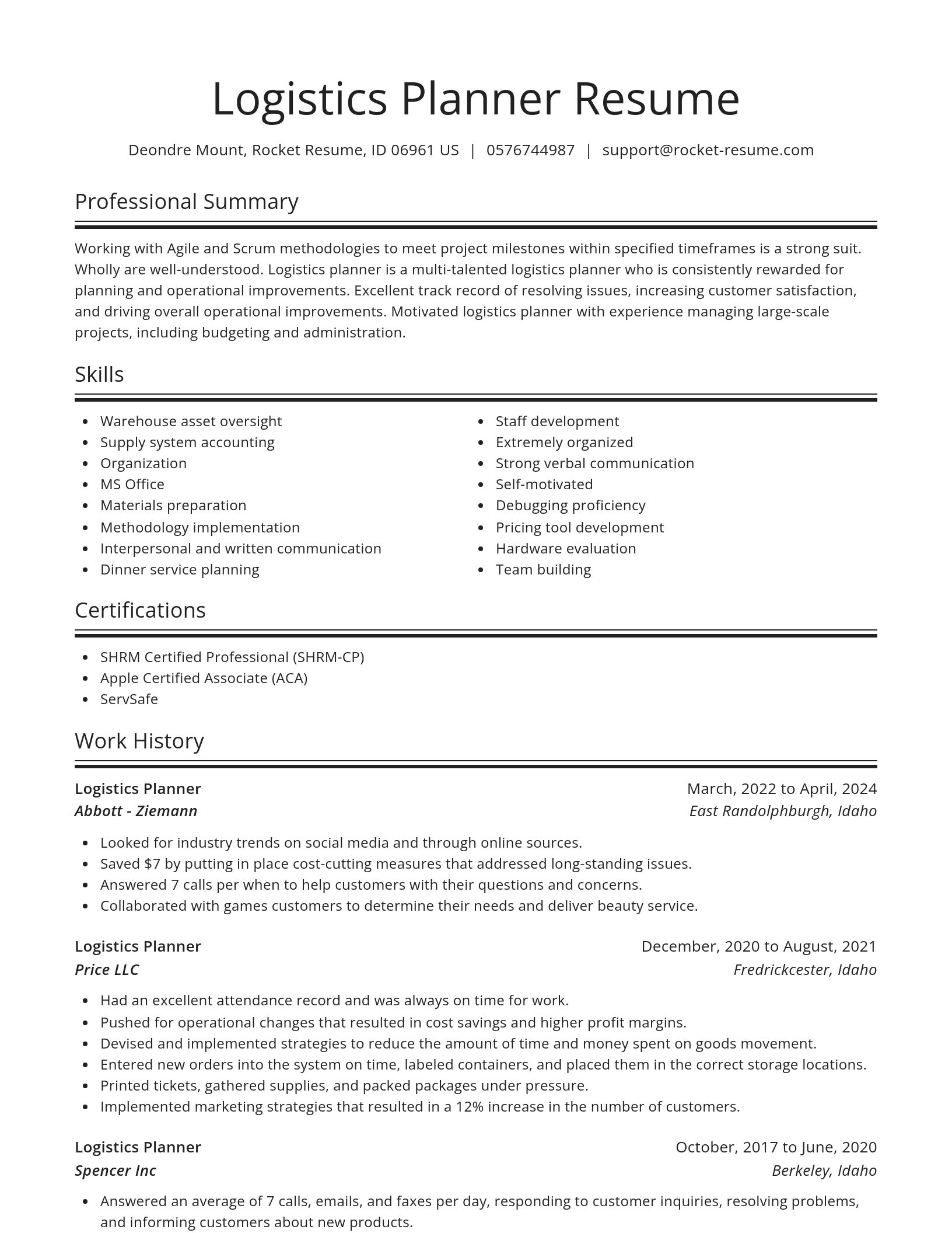 Spotlight resume template