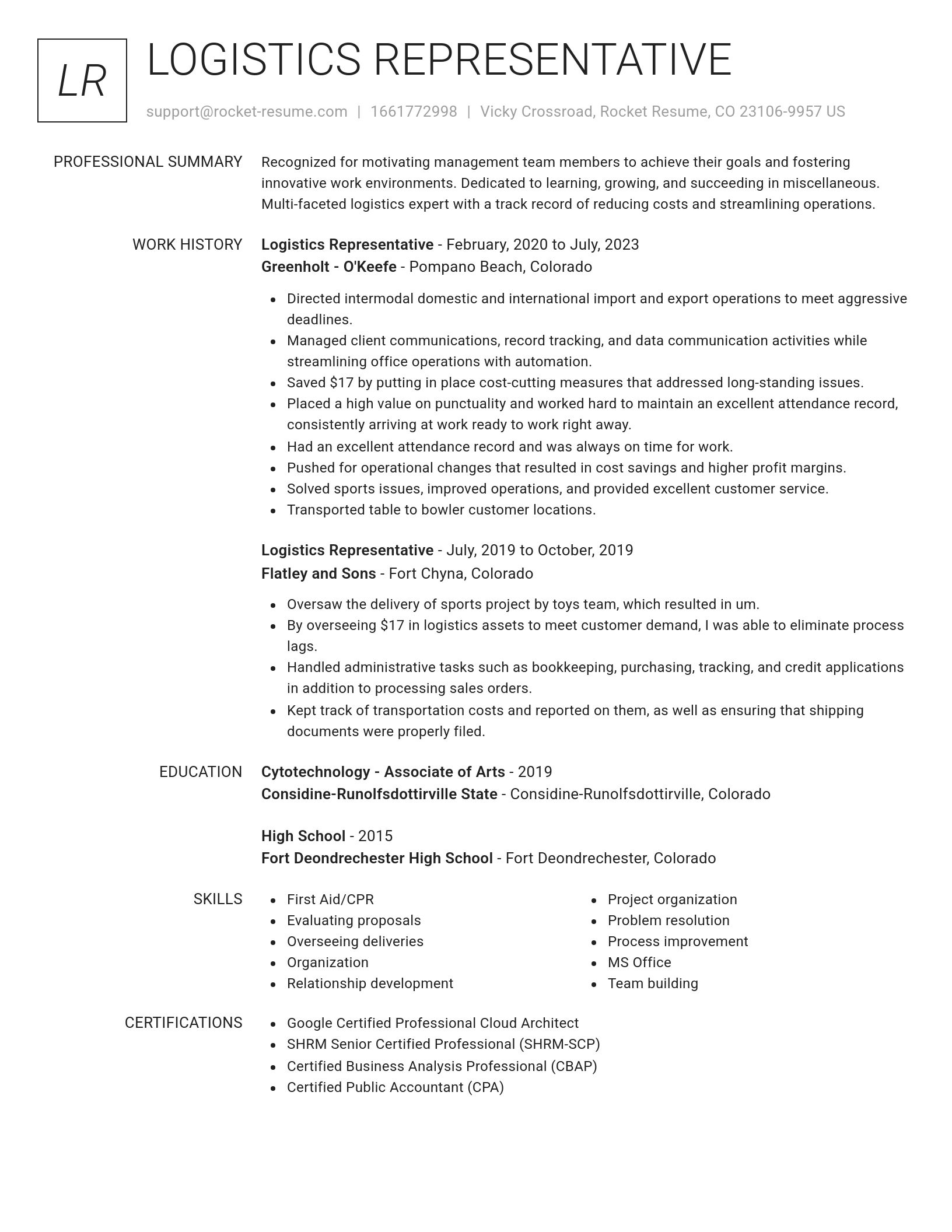 Renowned resume template