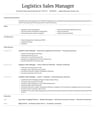 Logistics Sales Manager resume template