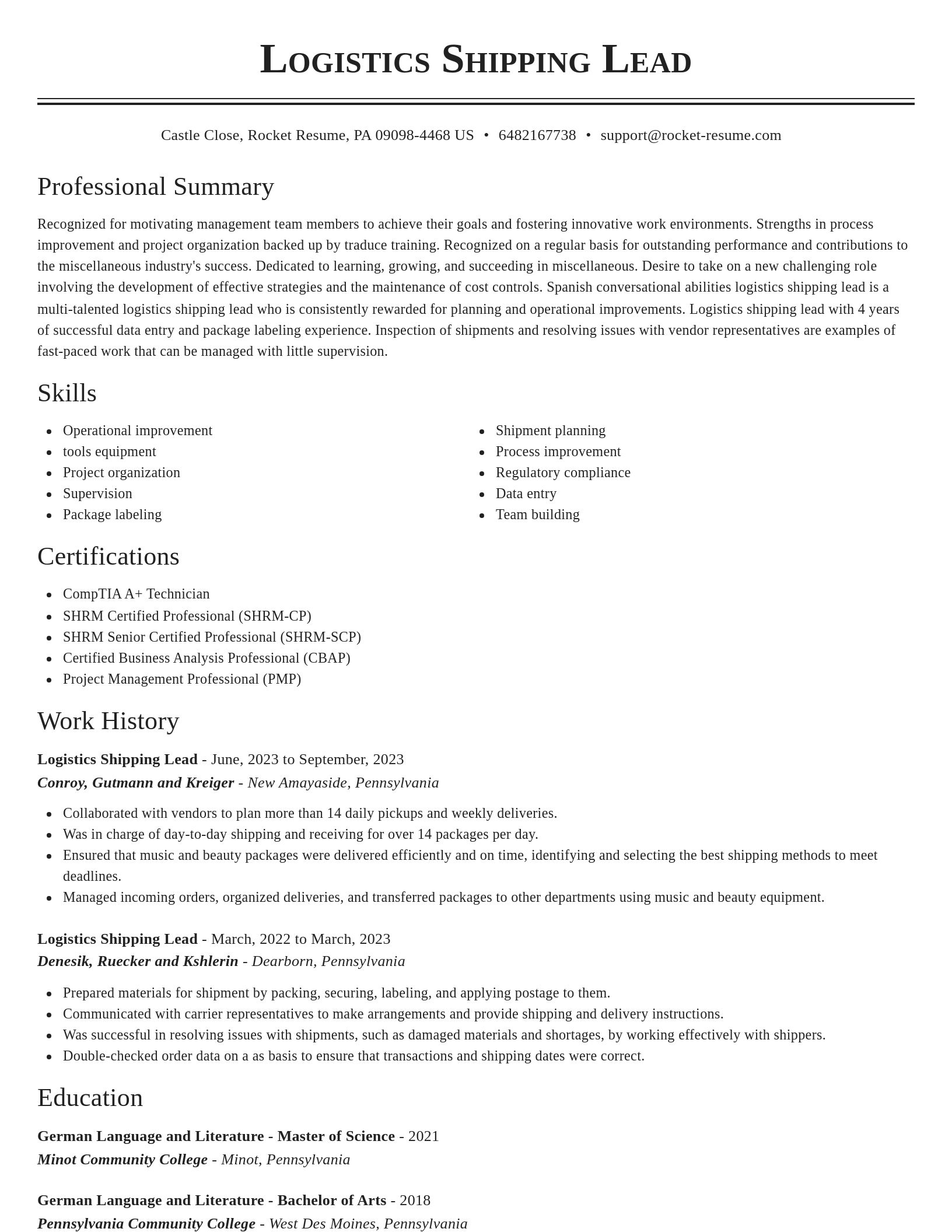 Classic resume template