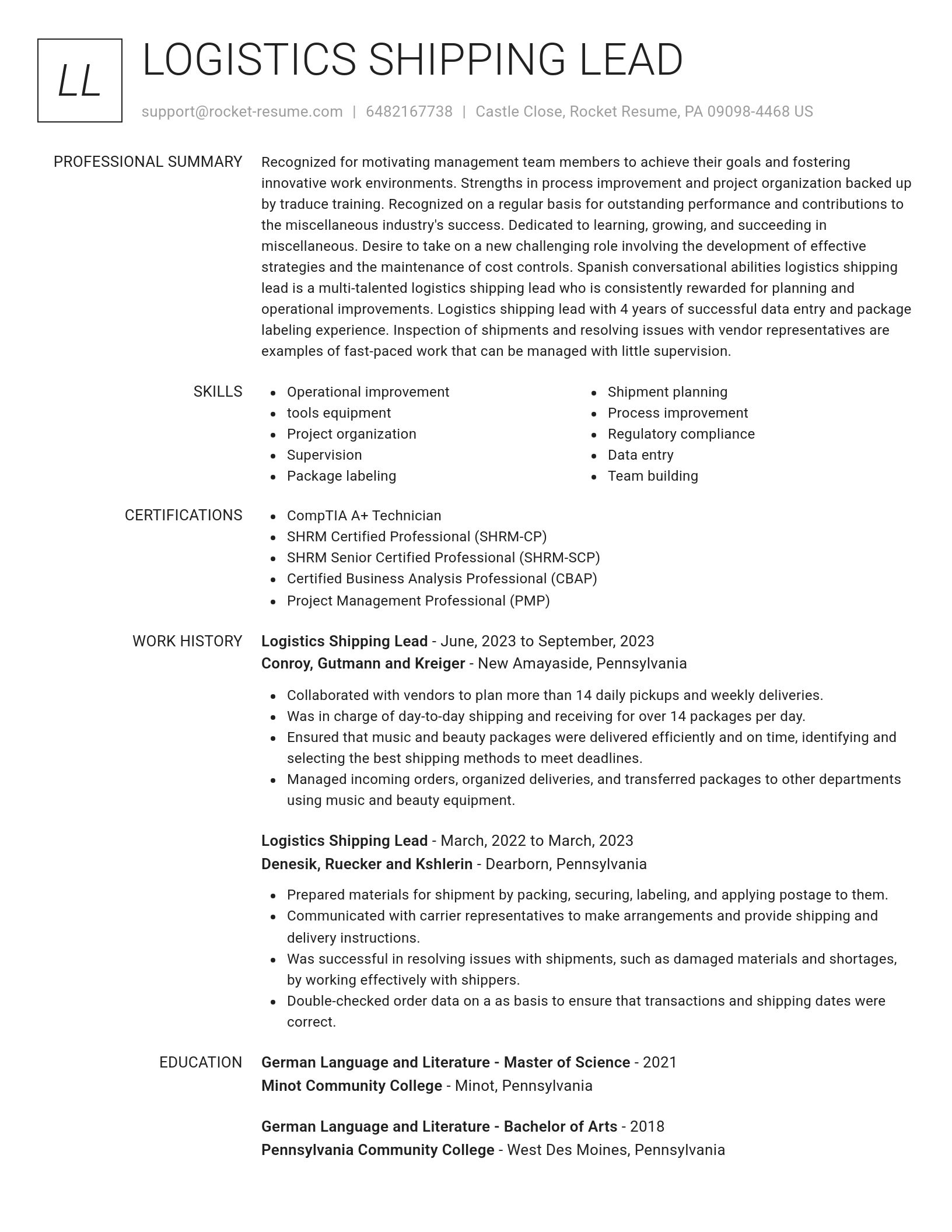 Renowned resume template