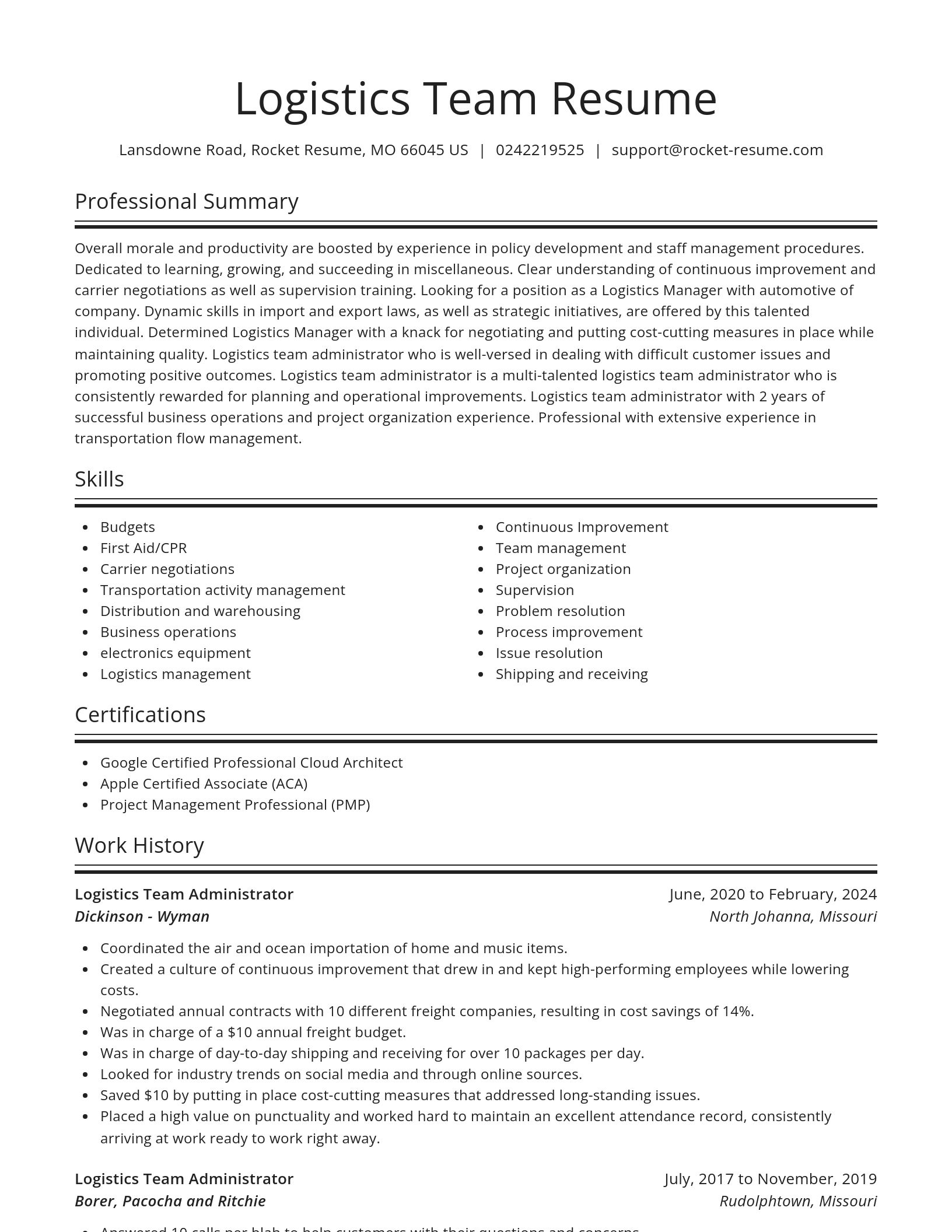 Spotlight resume template