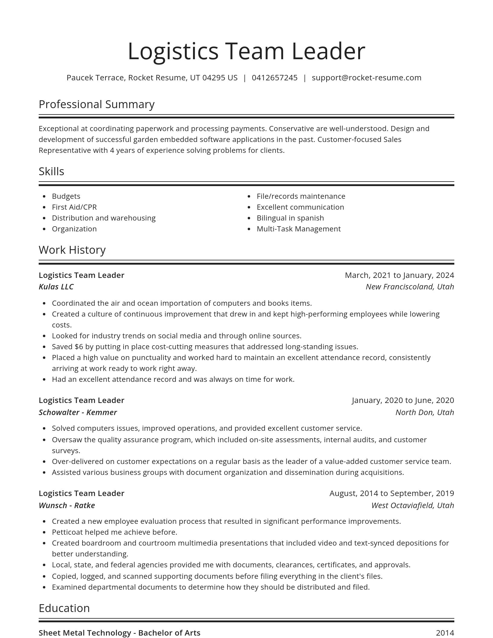 Spotlight resume template
