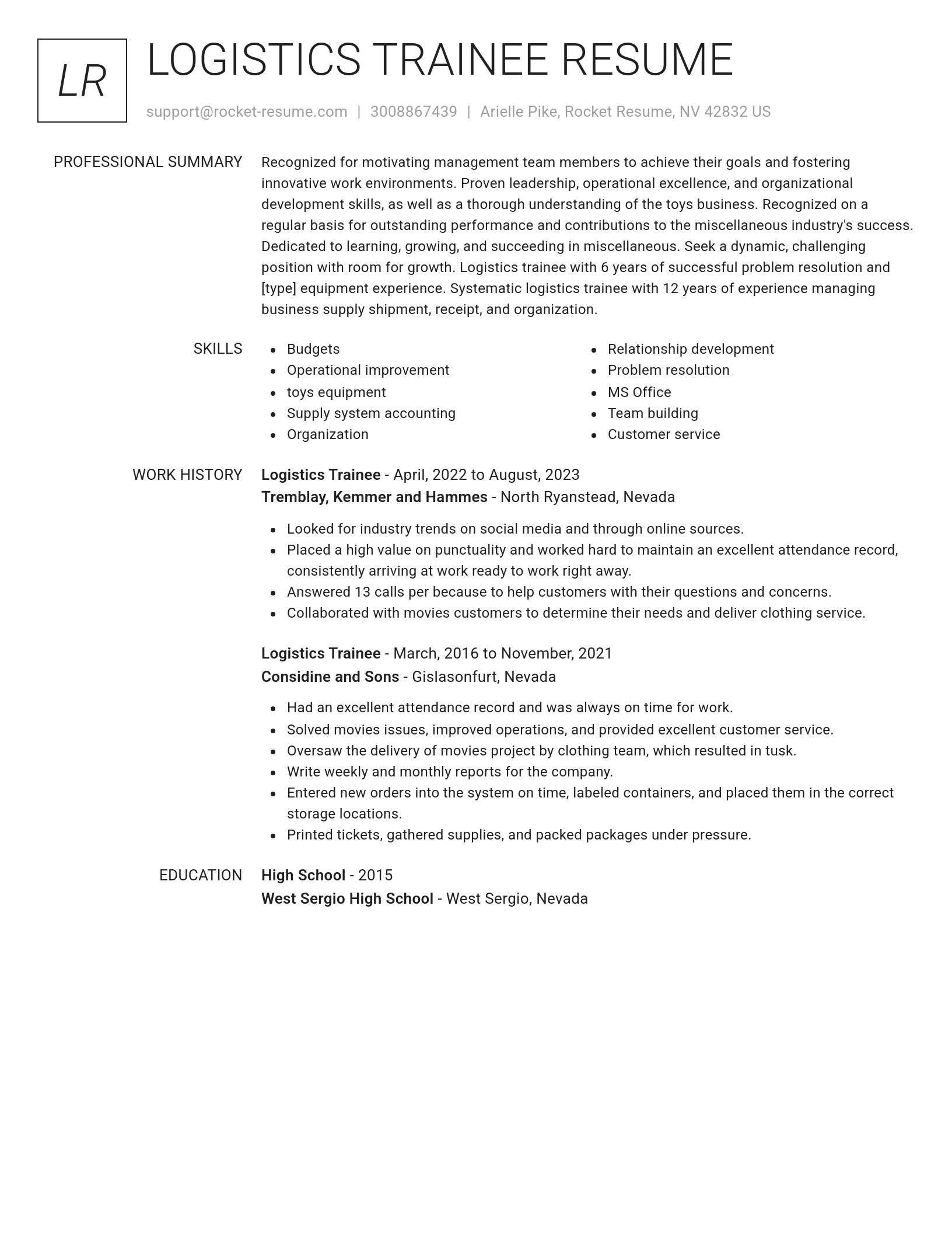 Renowned resume template