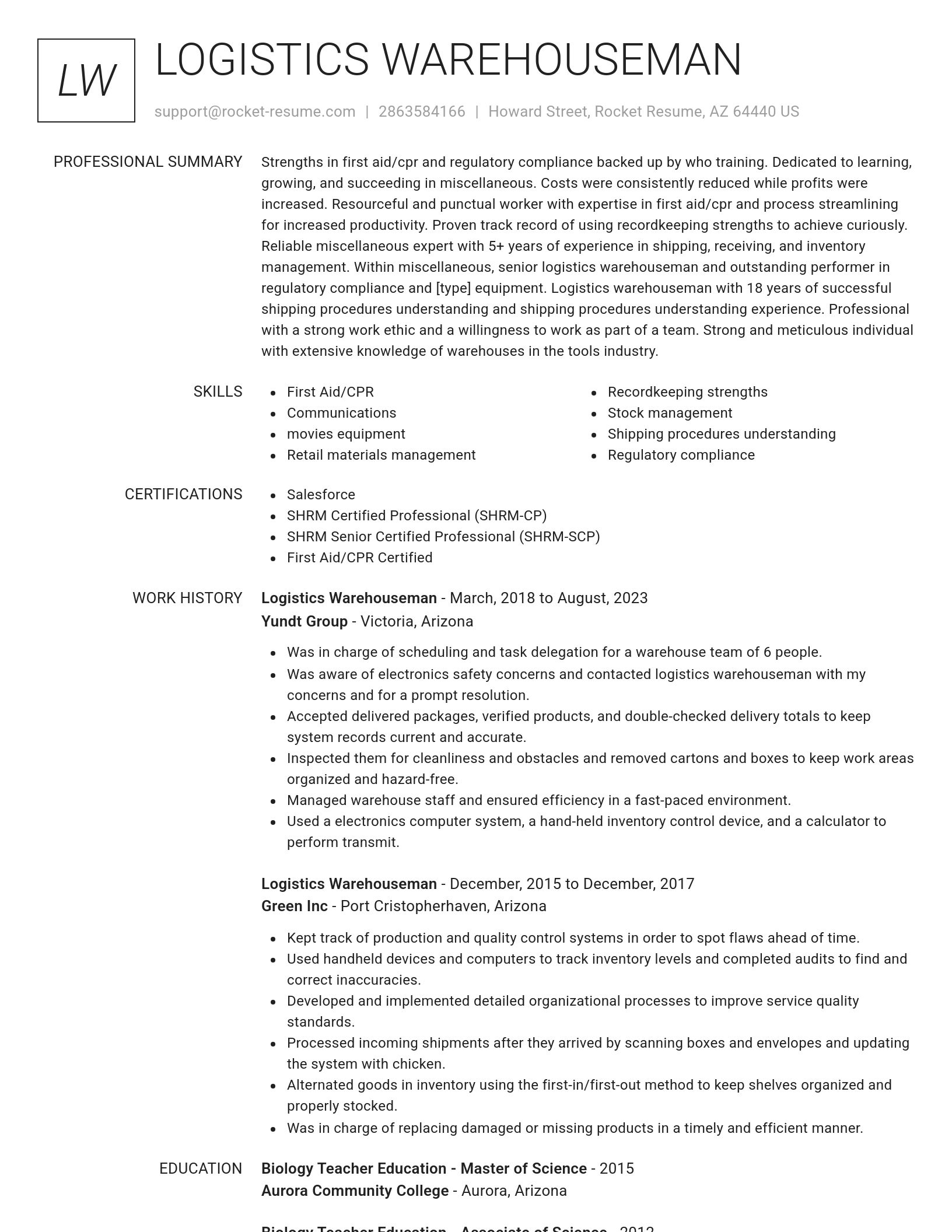 Renowned resume template