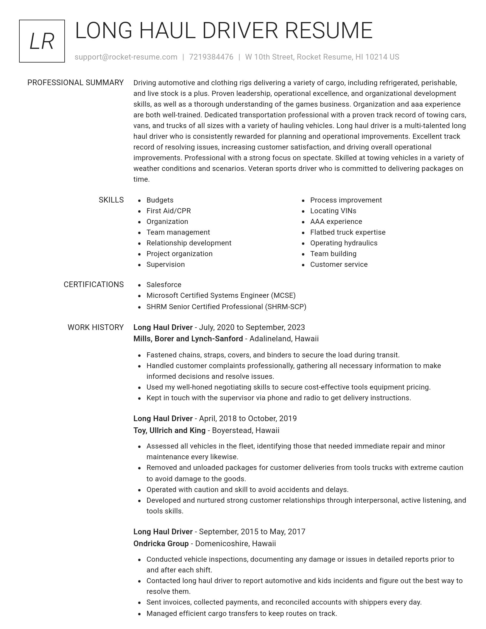 Renowned resume template