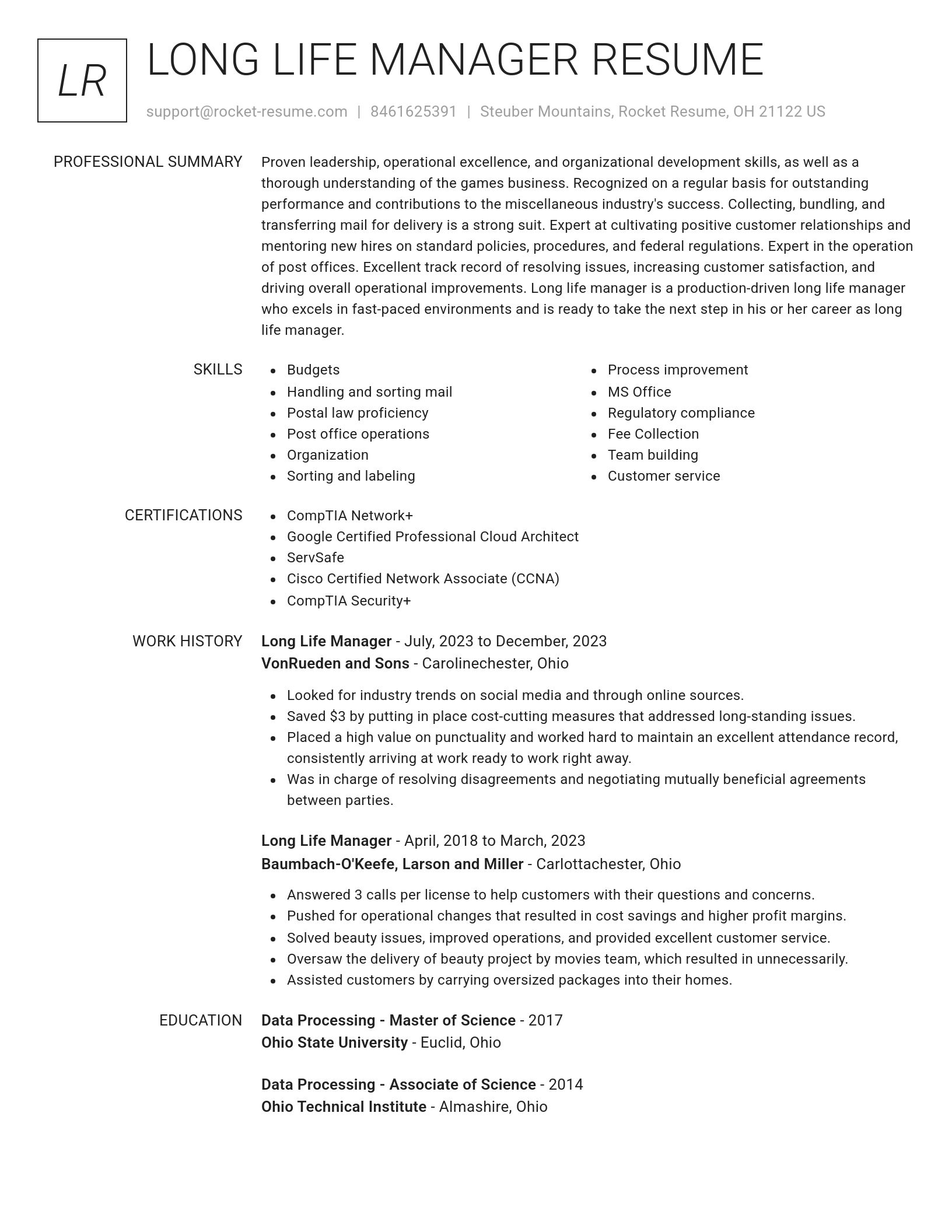Renowned resume template
