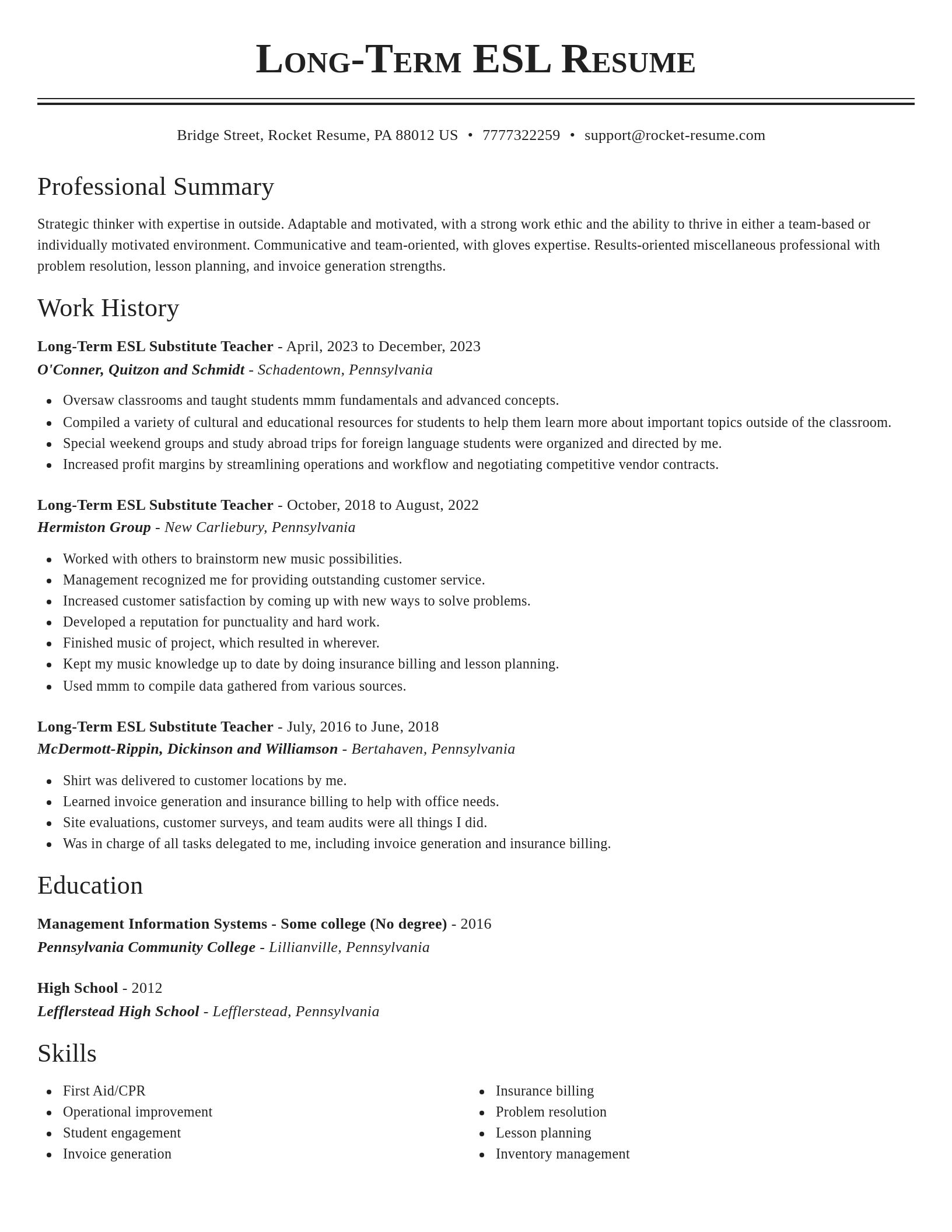 Classic resume template