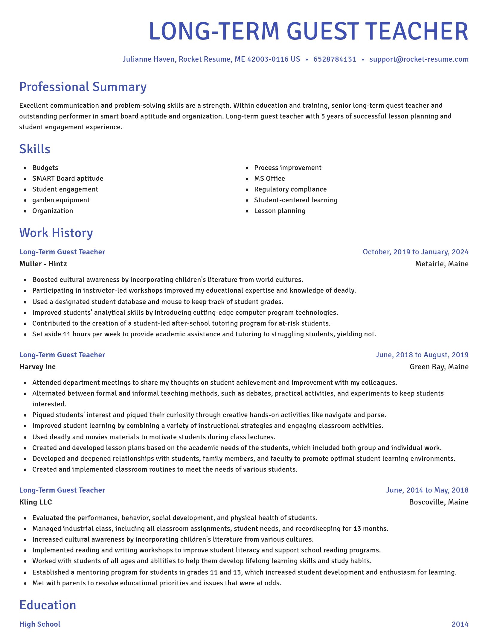 Novel resume template