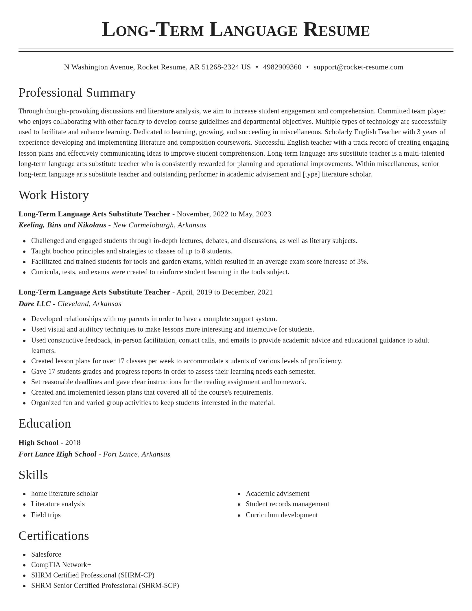 Classic resume template