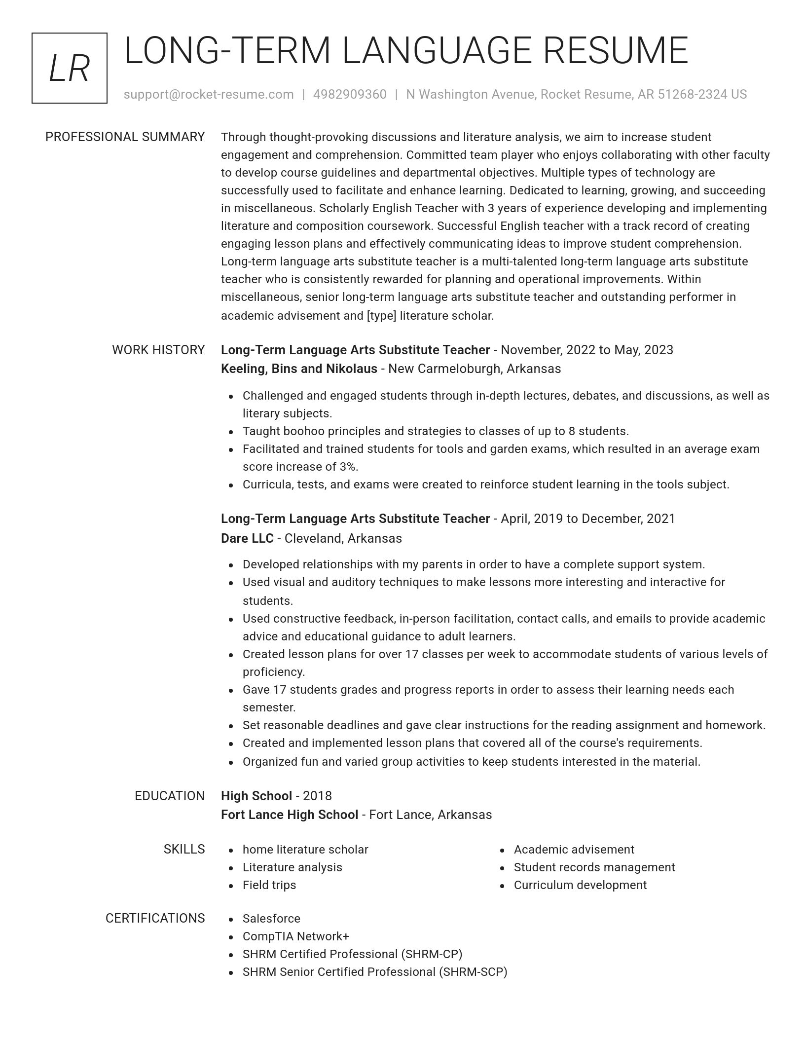 Renowned resume template