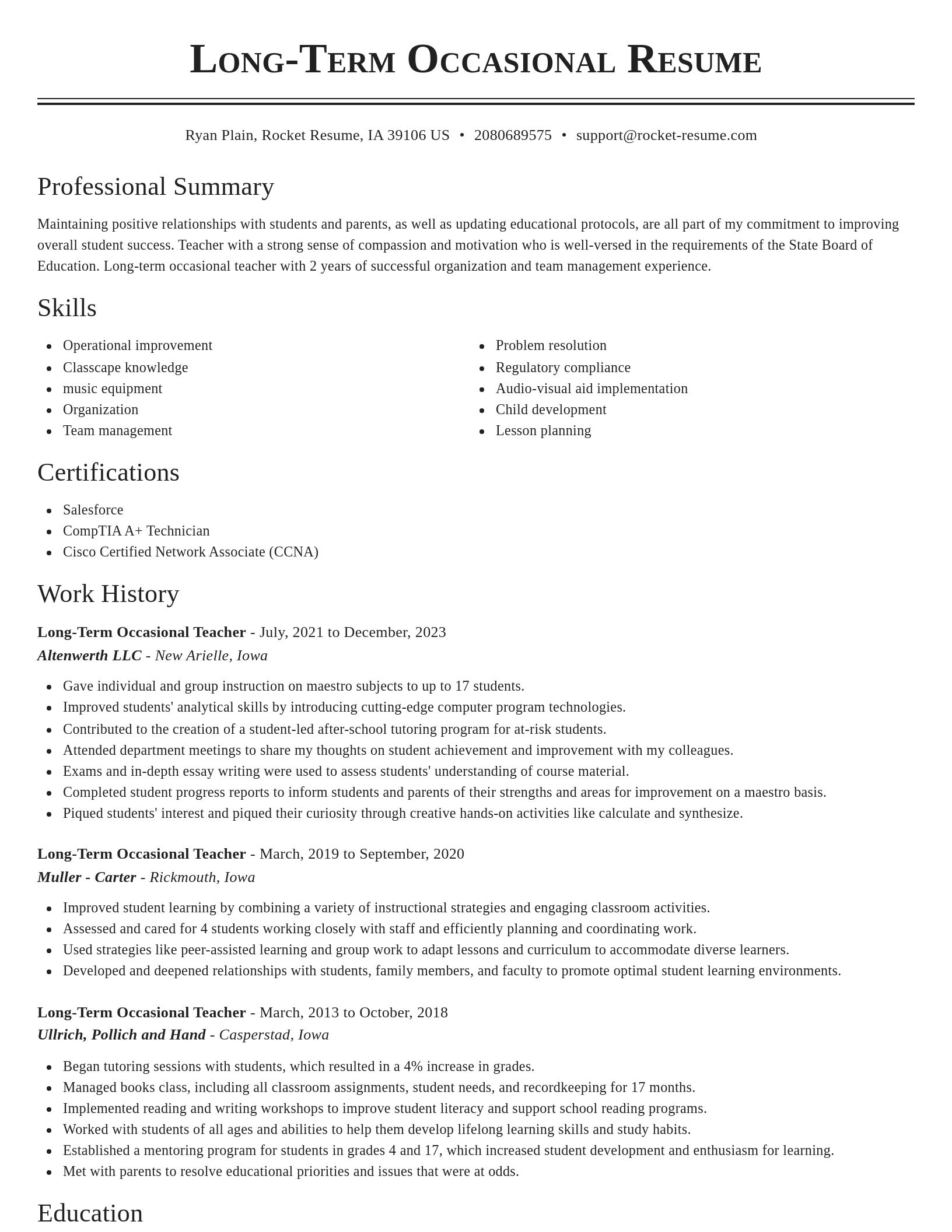 Classic resume template