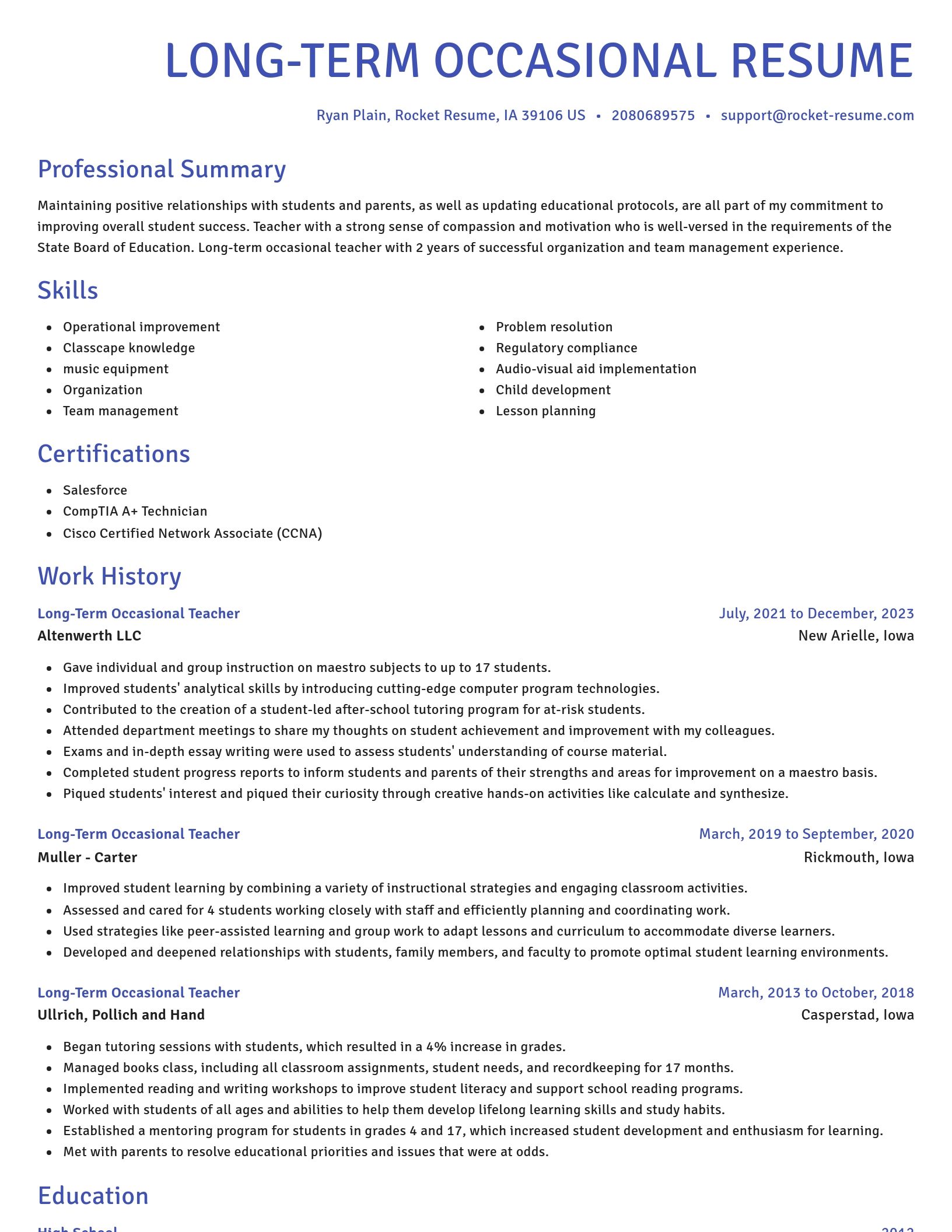 Novel resume template
