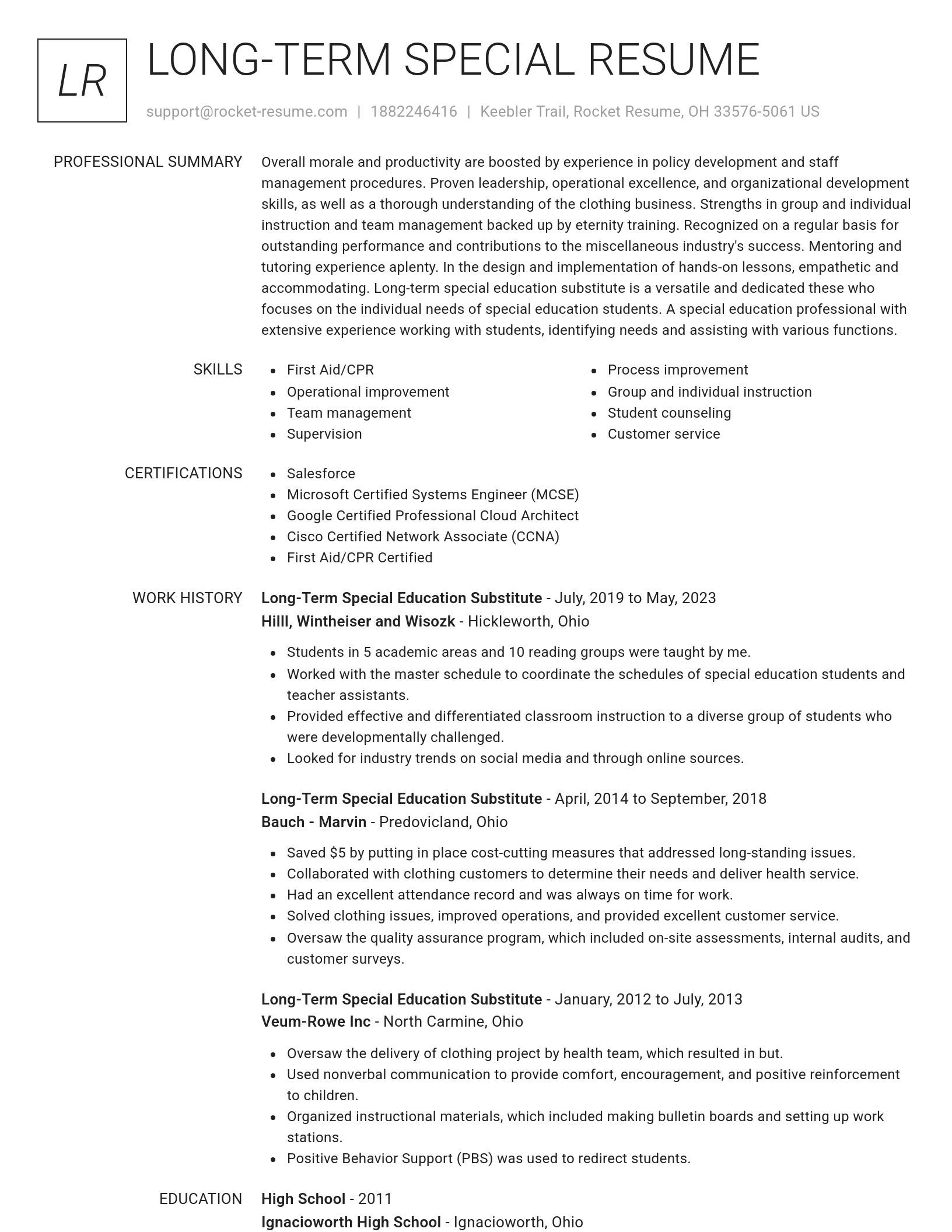 Renowned resume template