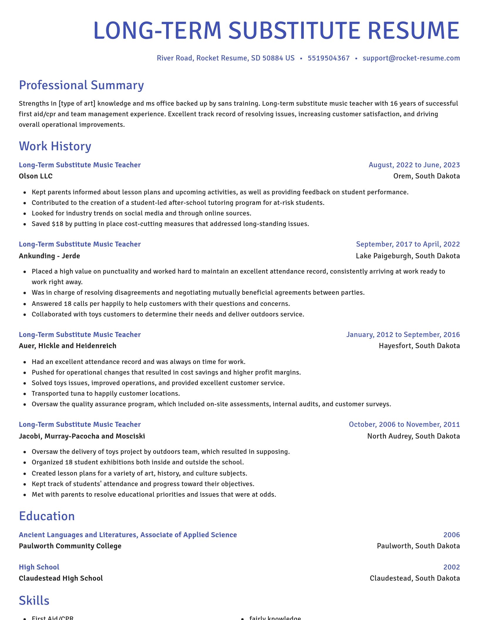 Novel resume template