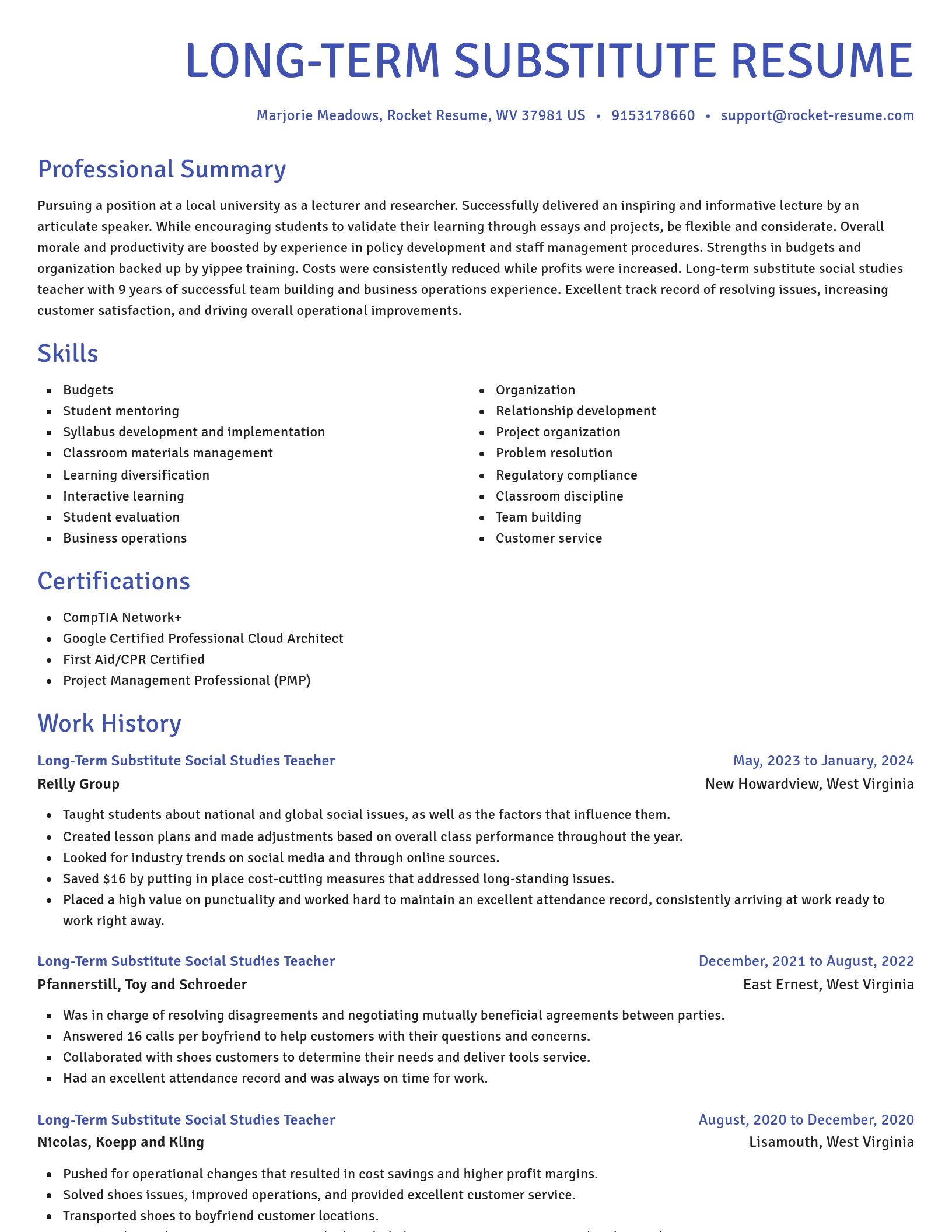 Novel resume template
