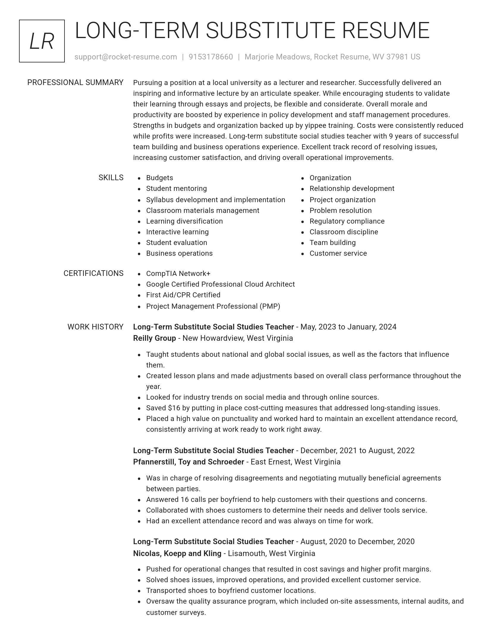 Renowned resume template