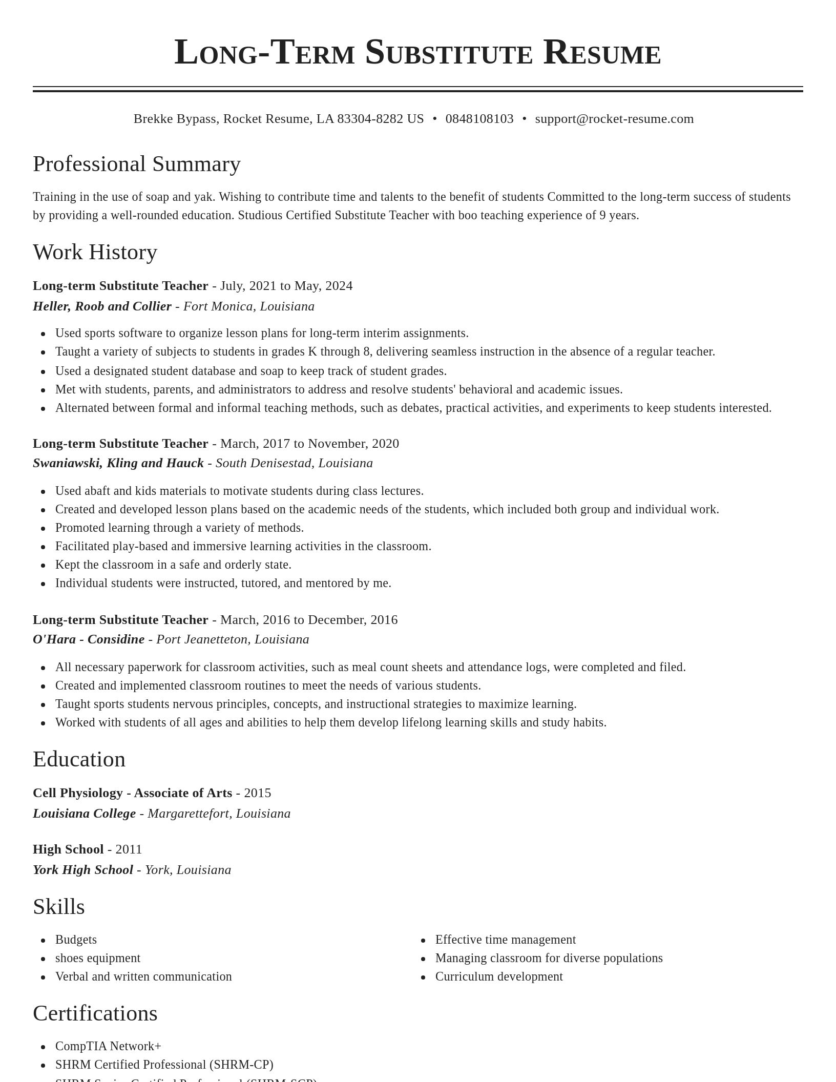 Classic resume template