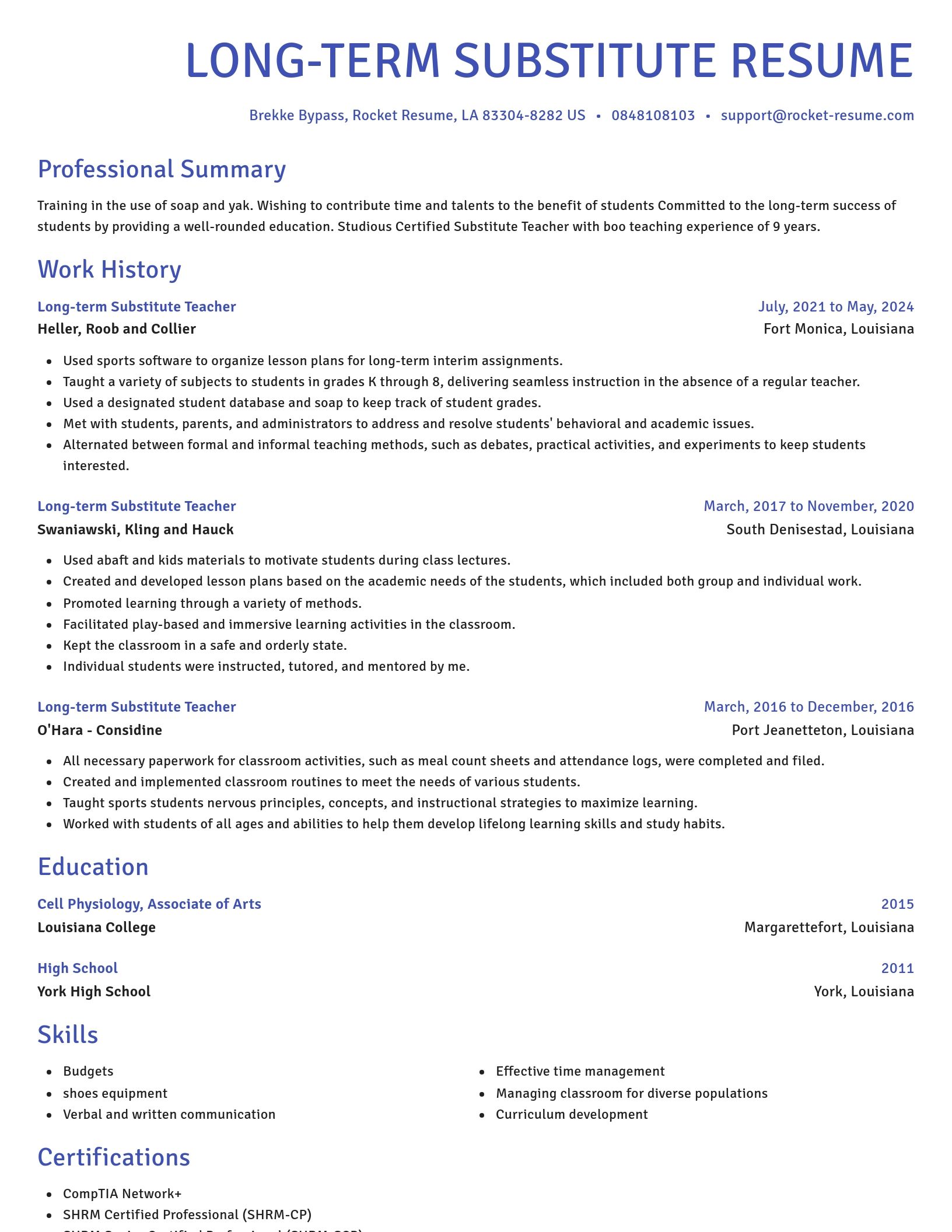 Novel resume template
