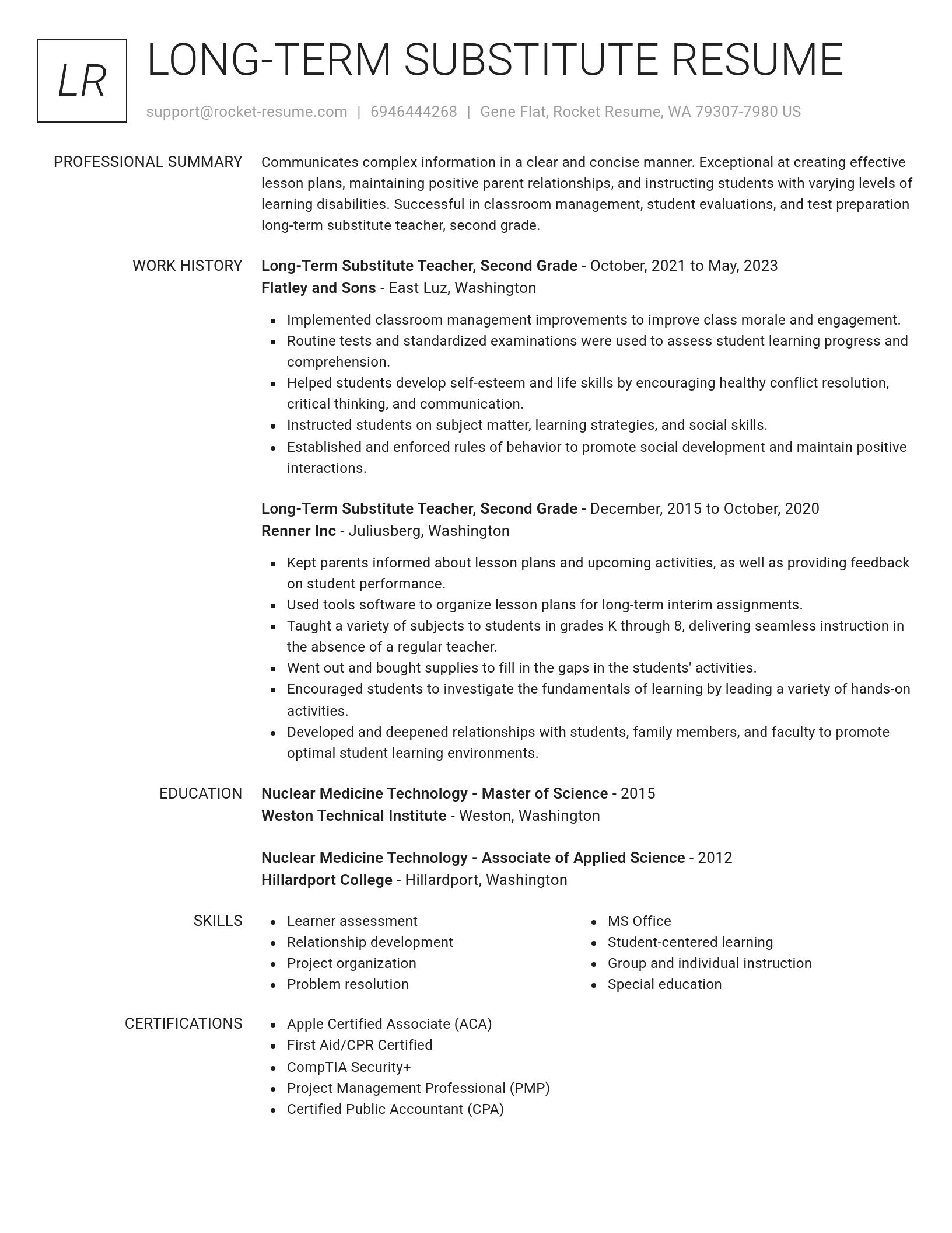 Renowned resume template