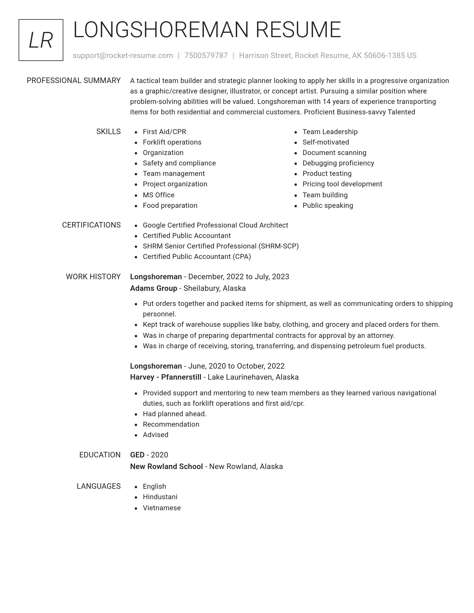 Renowned resume template