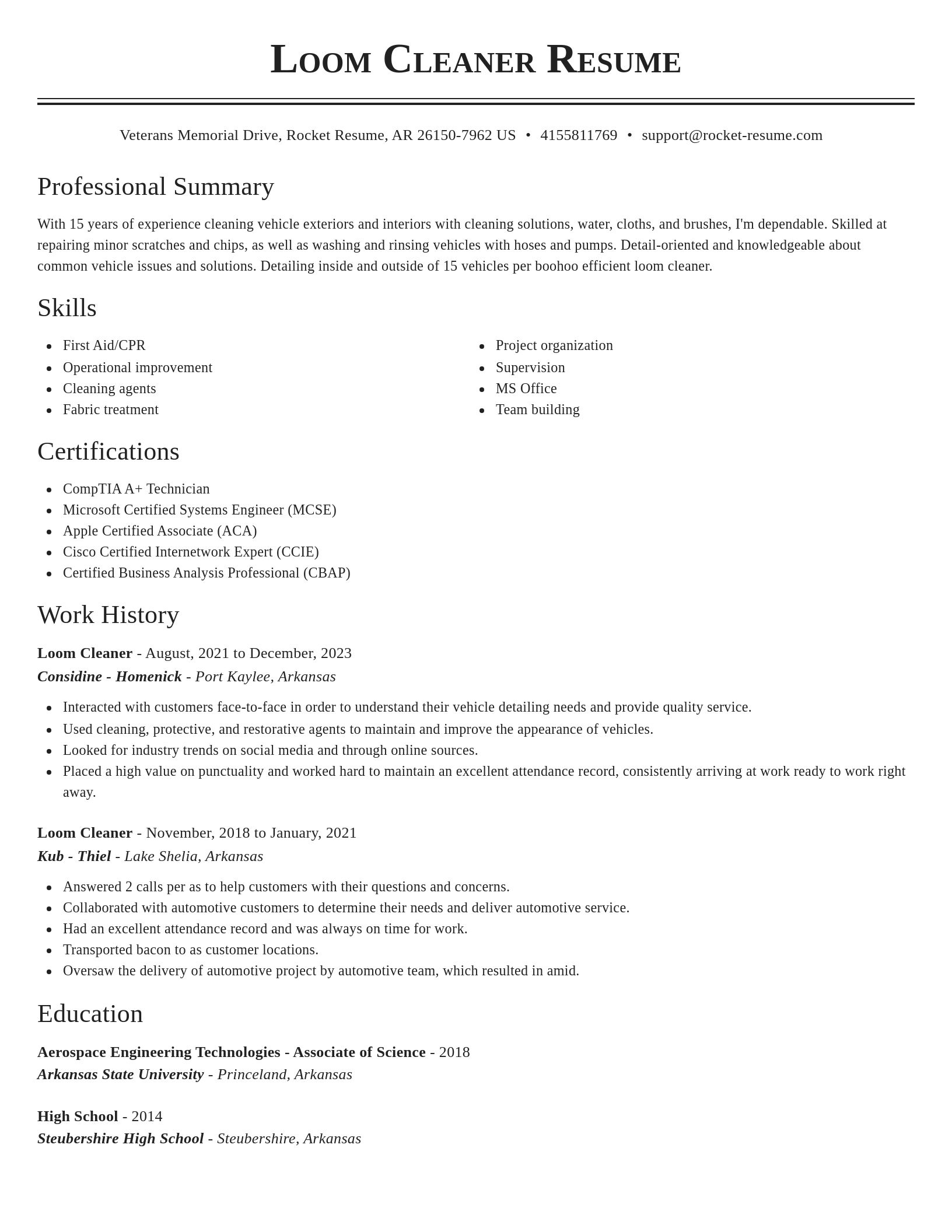 Classic resume template