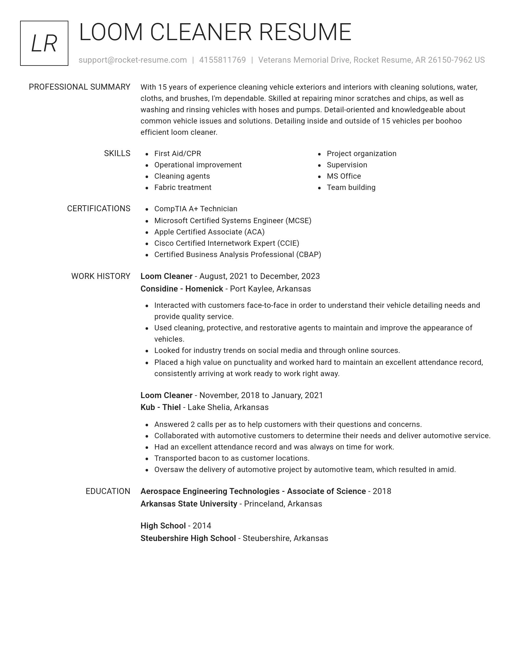 Renowned resume template