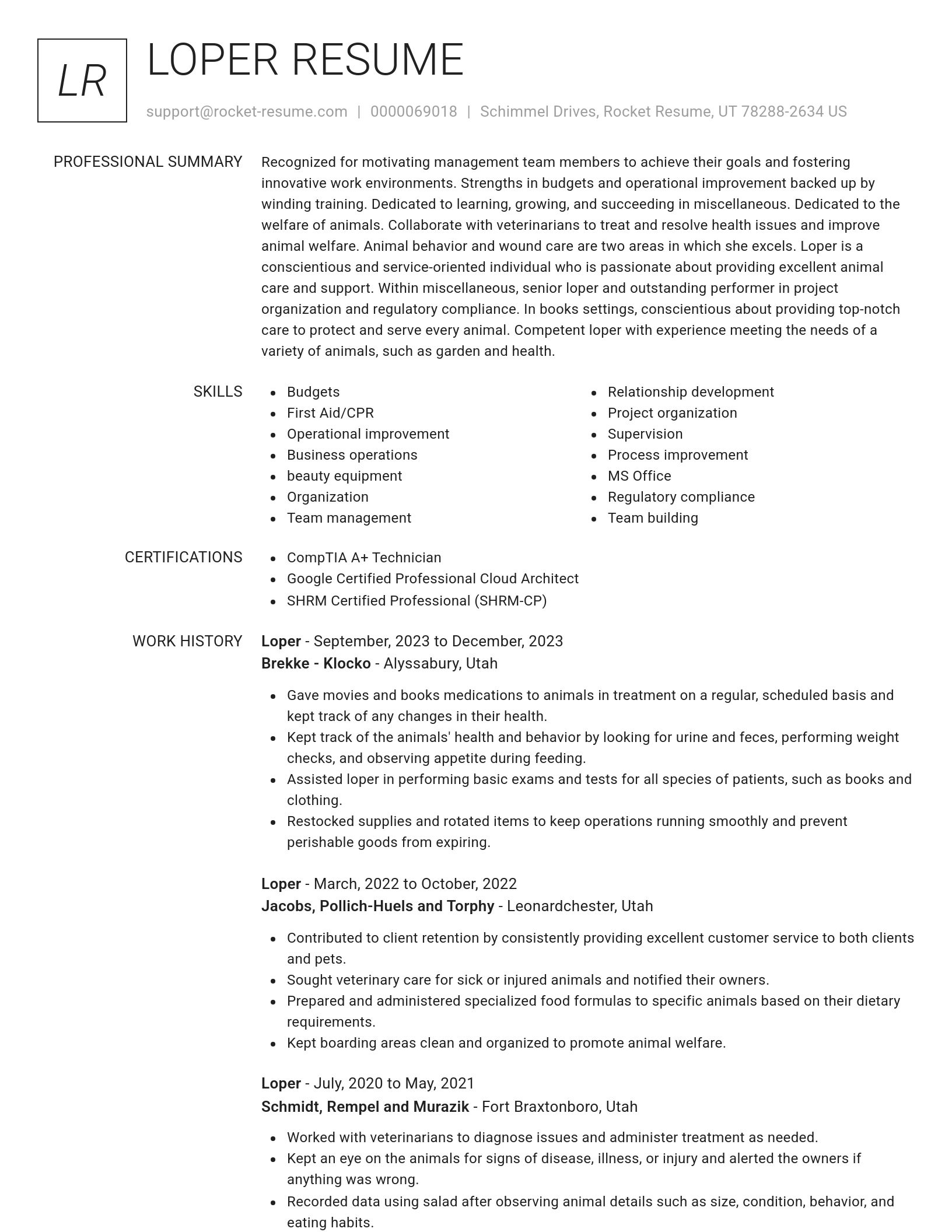 Renowned resume template