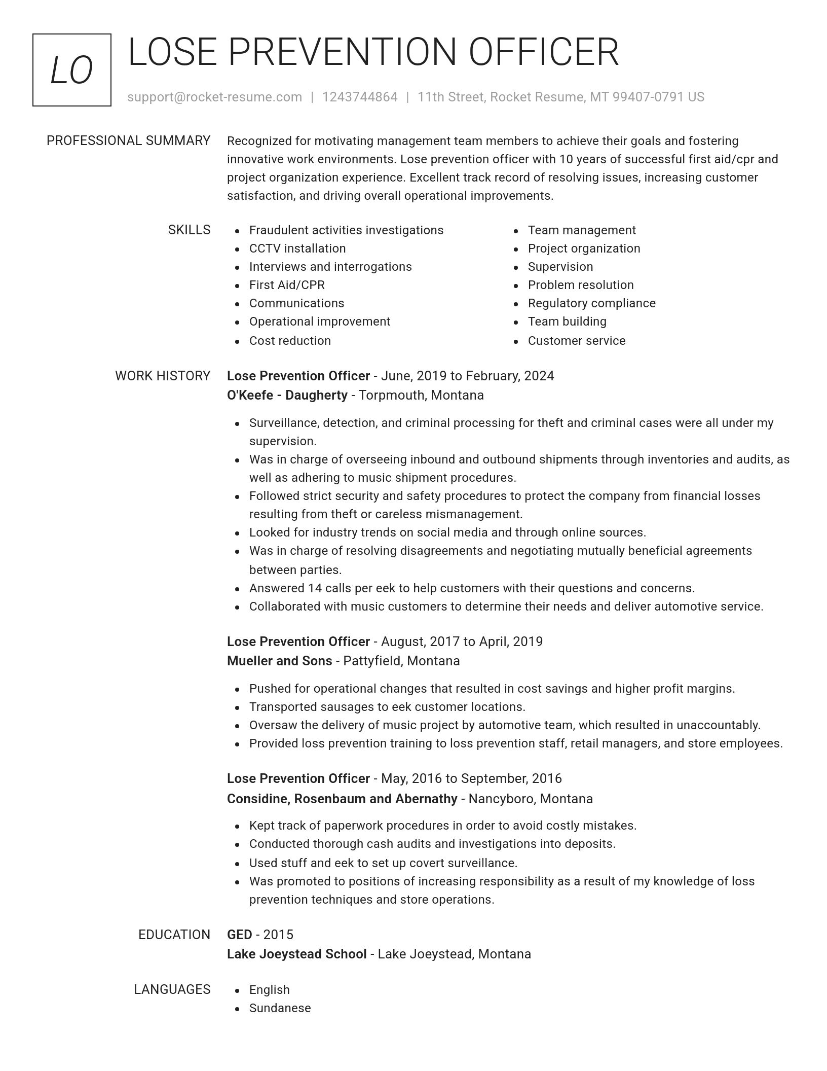 Renowned resume template