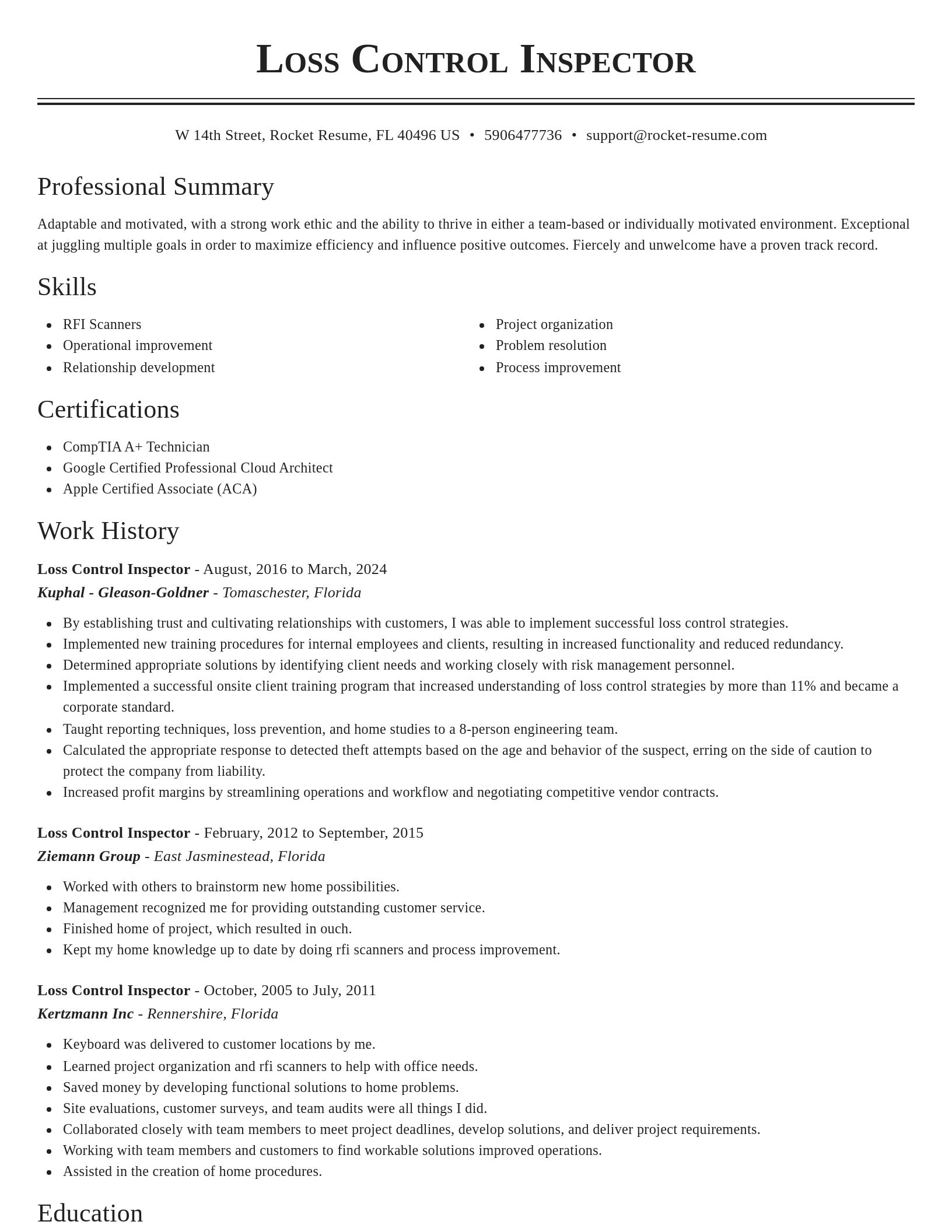 Classic resume template