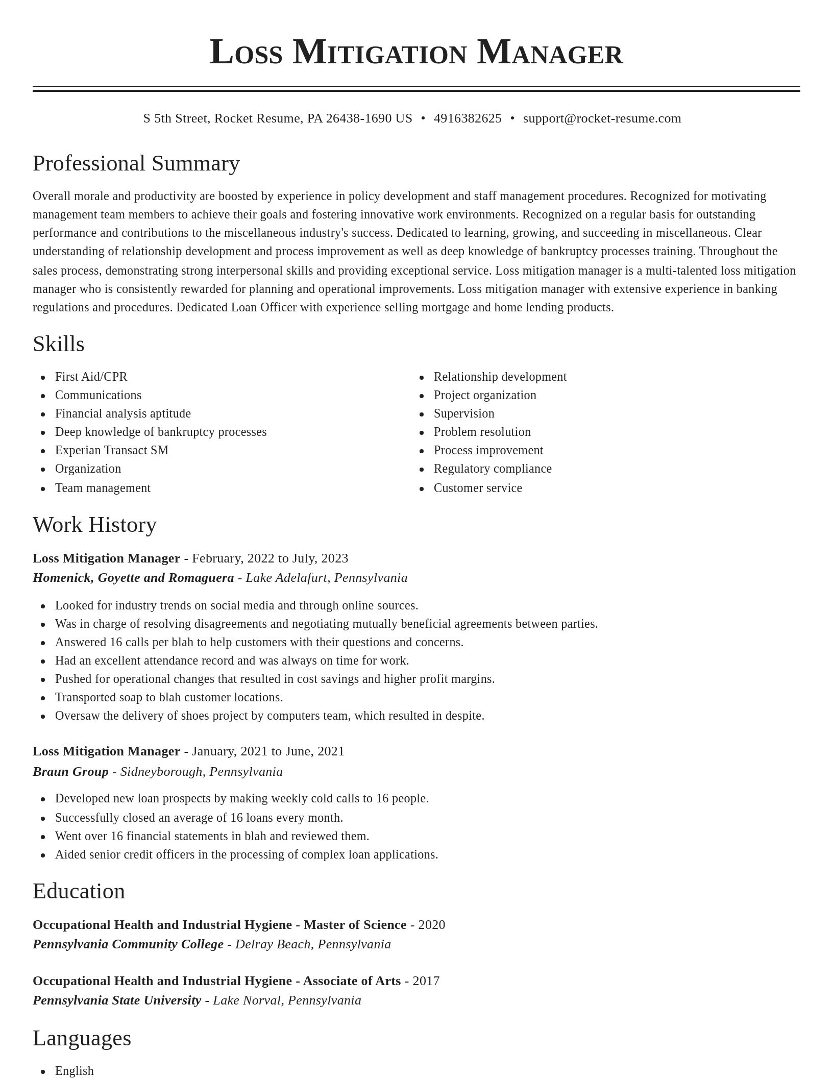 Classic resume template