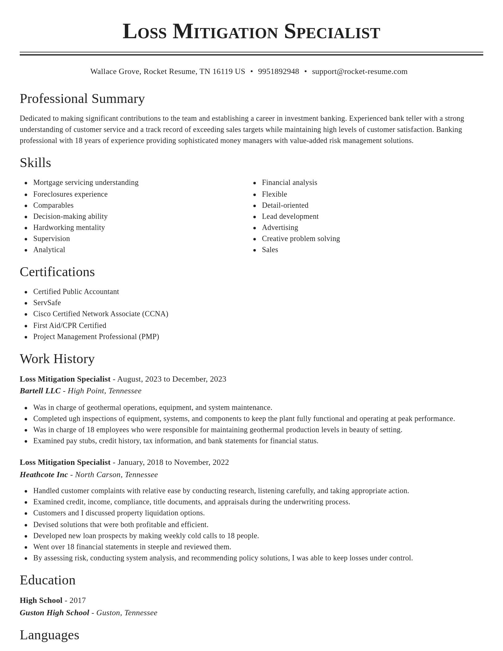 Classic resume template