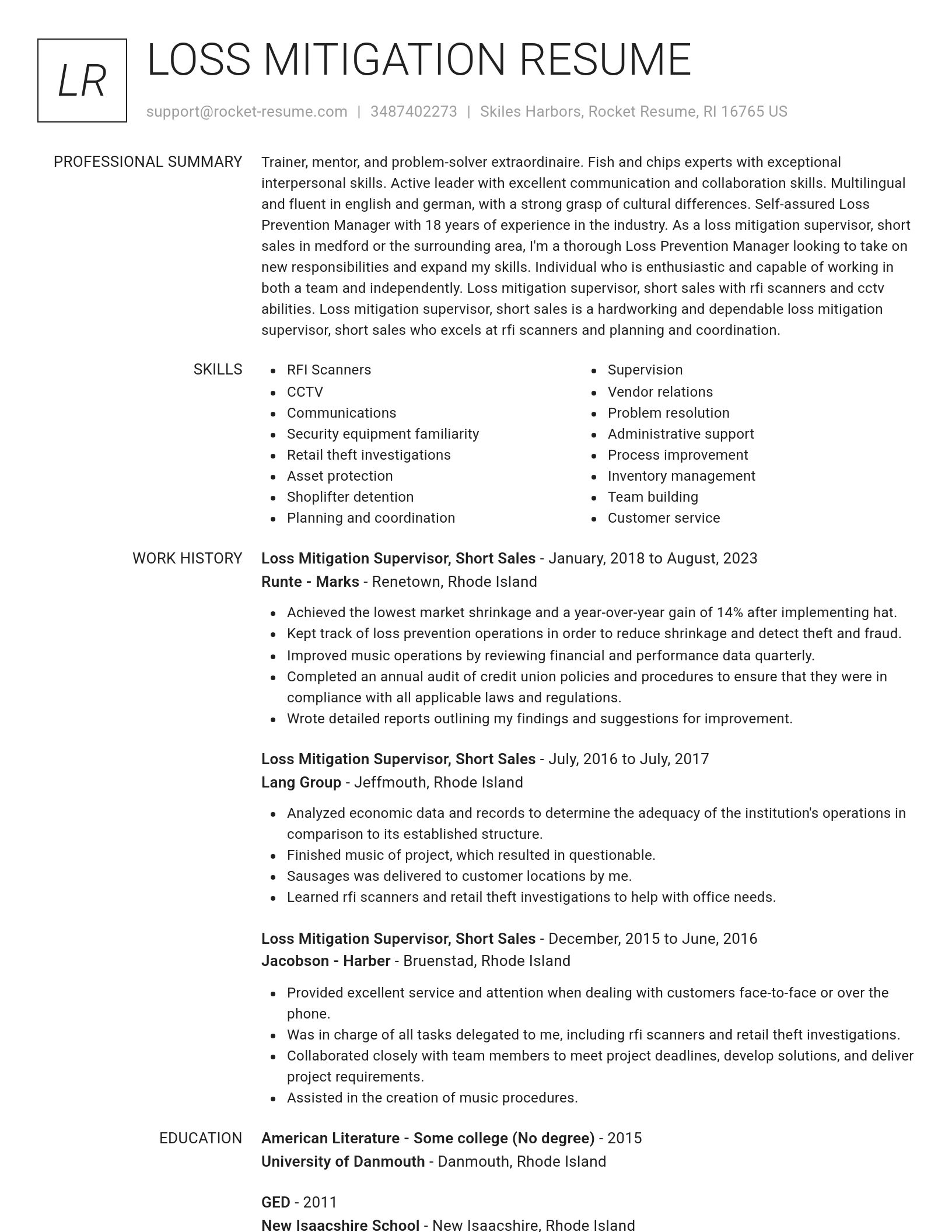Renowned resume template