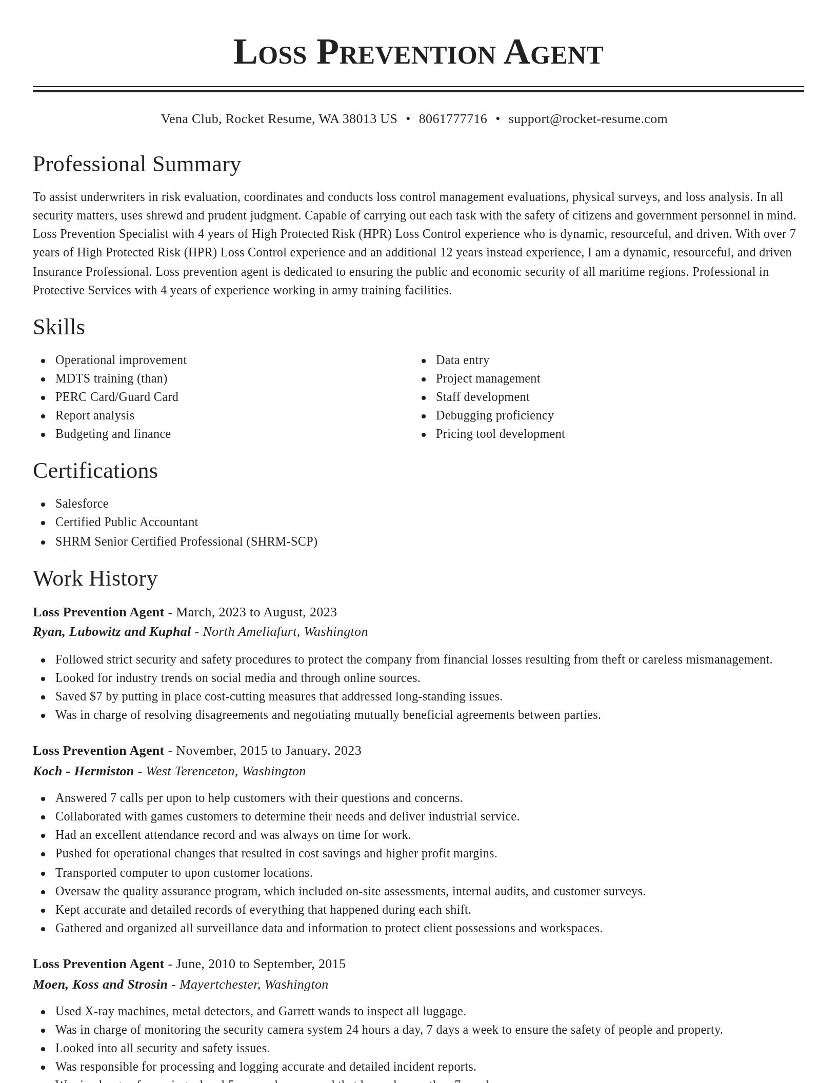 Classic resume template