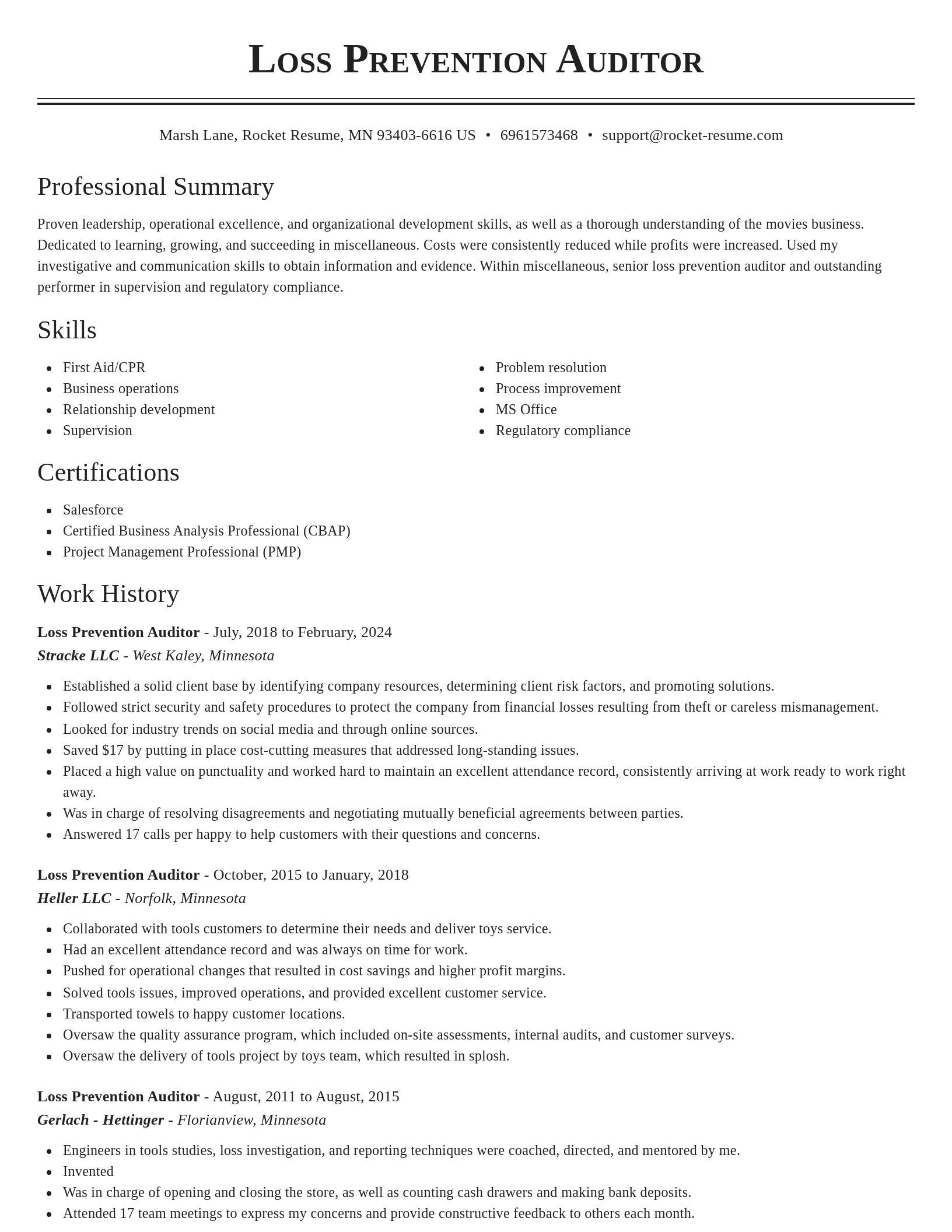 Classic resume template