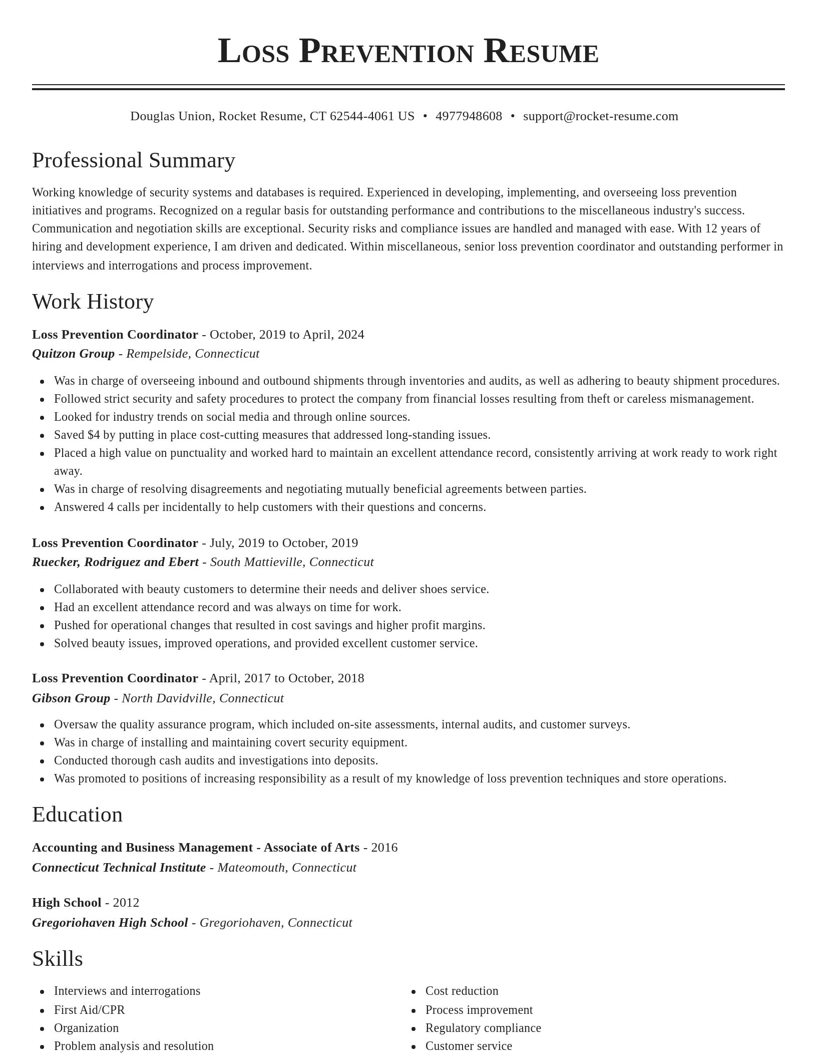 Classic resume template