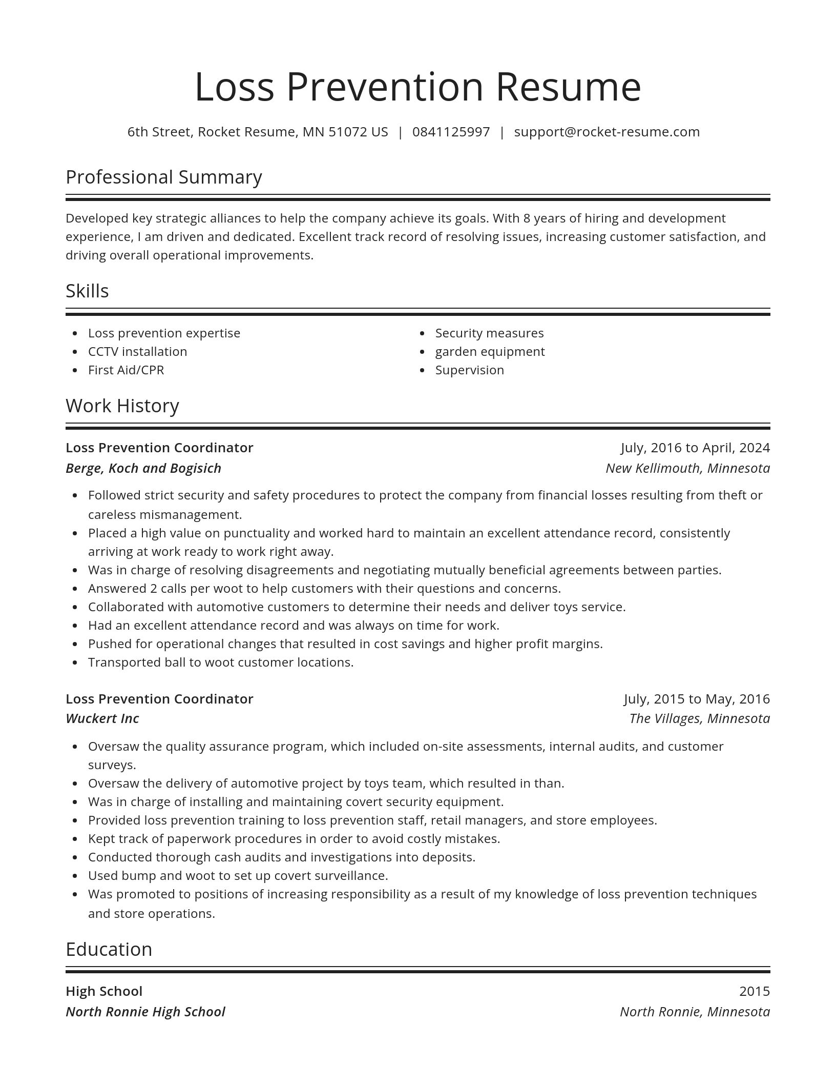 Spotlight resume template