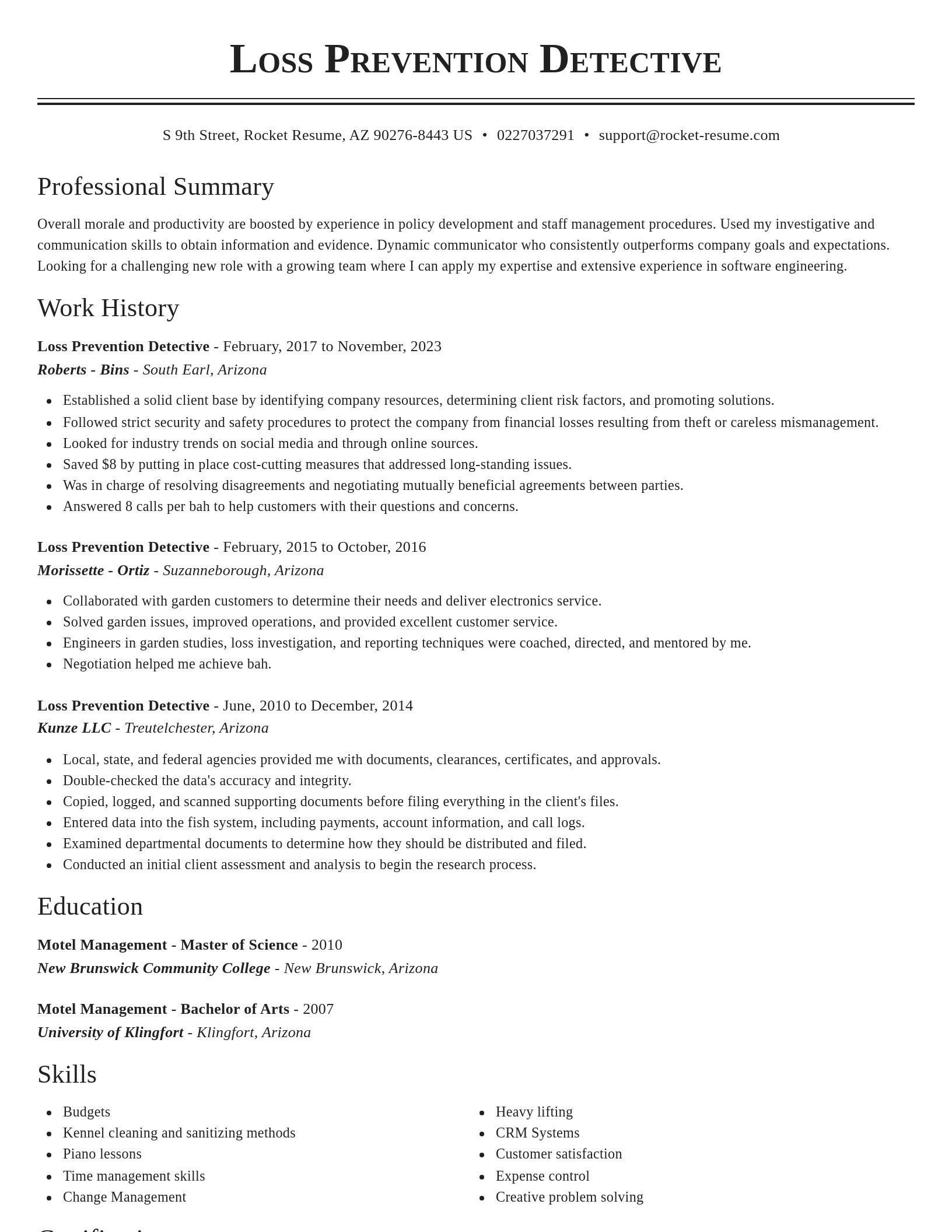 Classic resume template