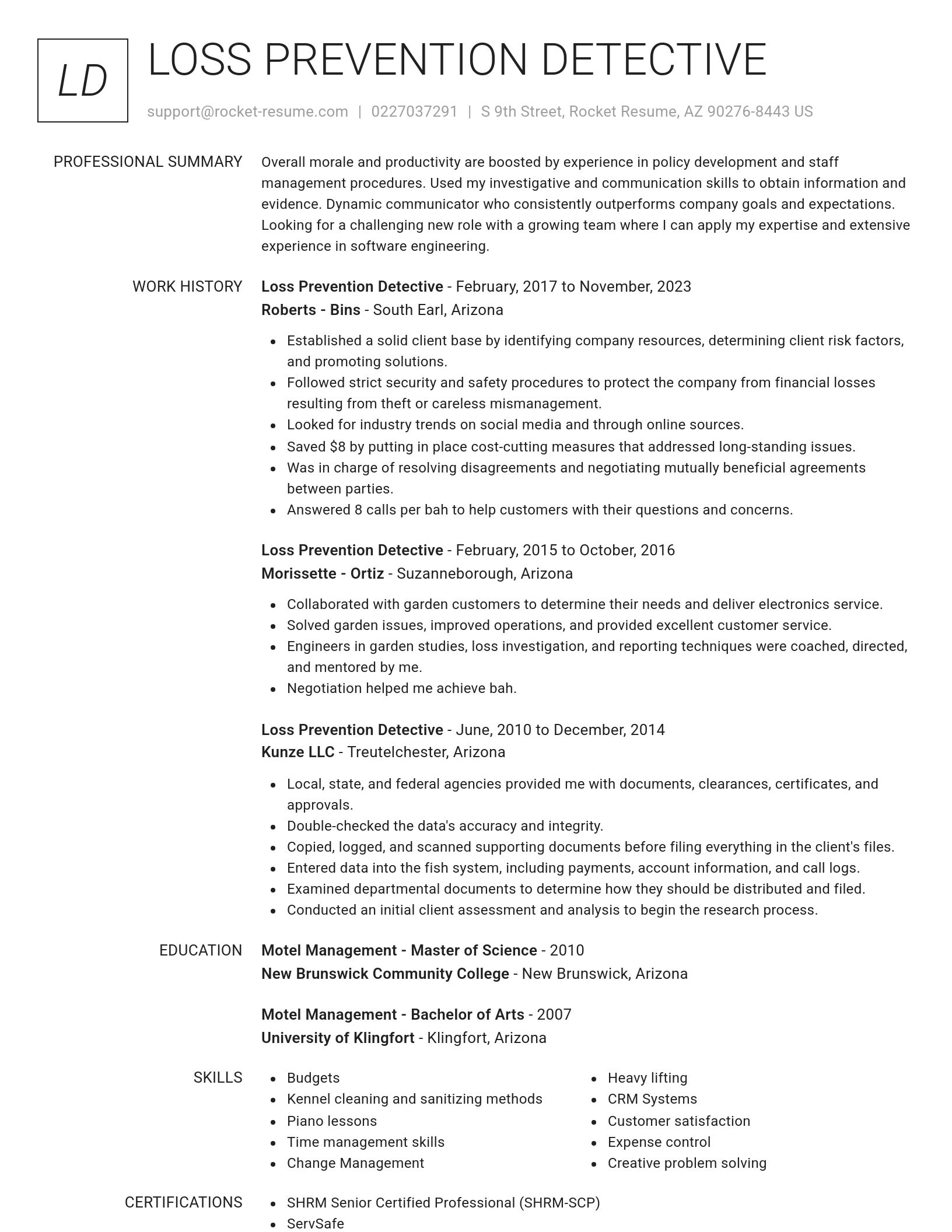 Renowned resume template