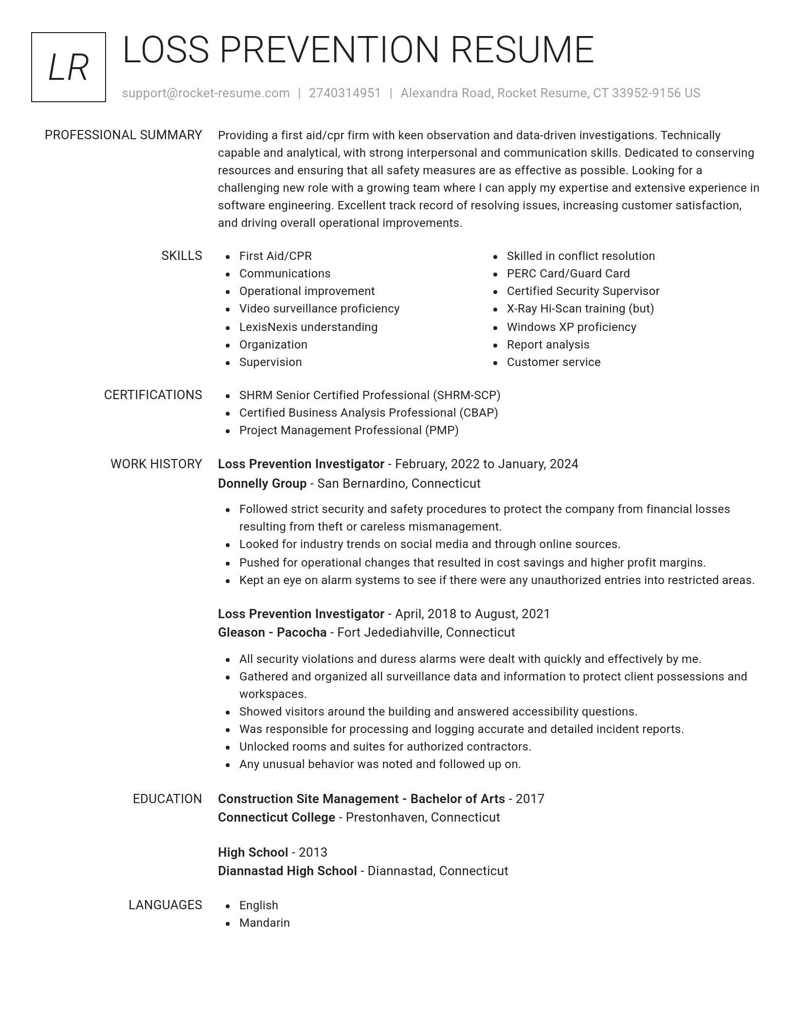 Renowned resume template