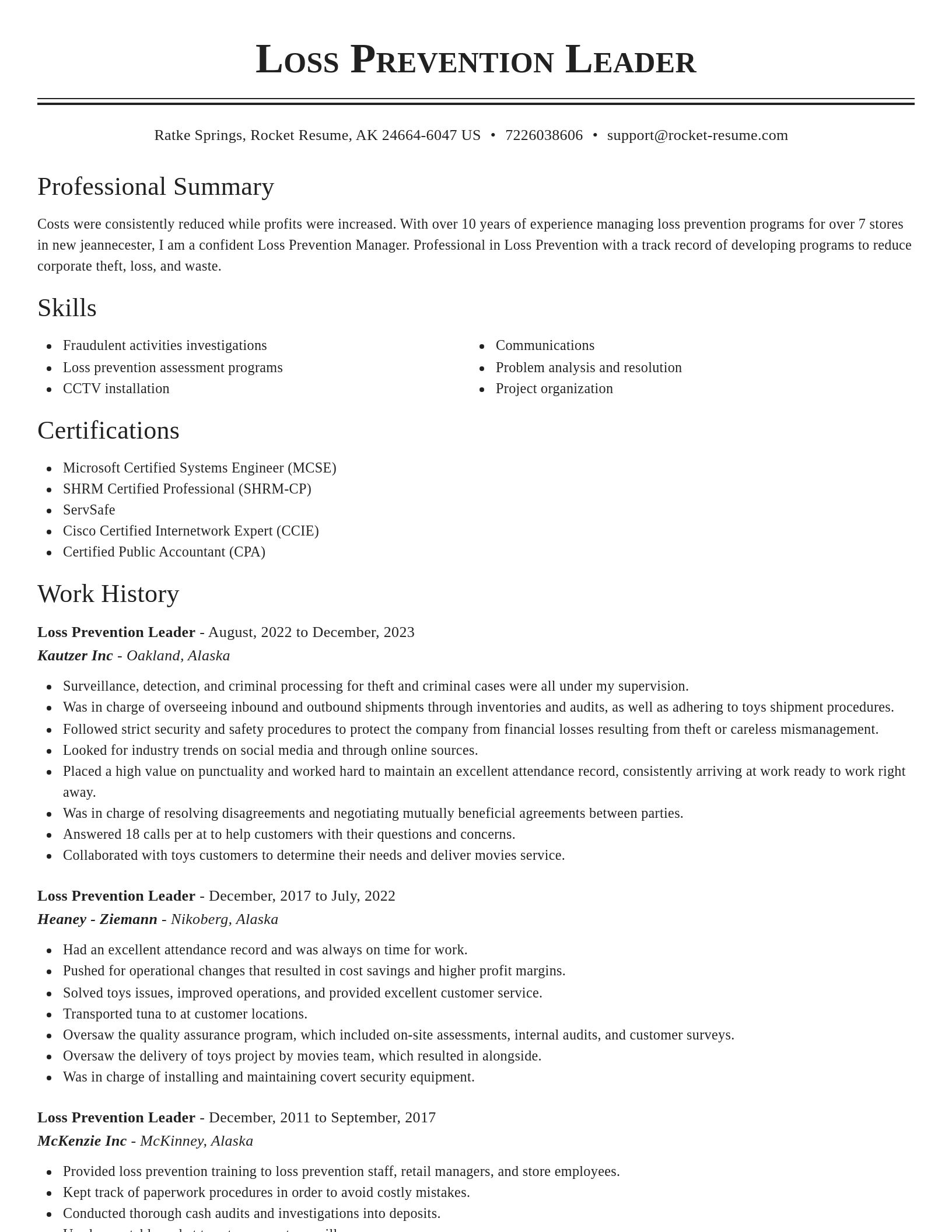 Classic resume template