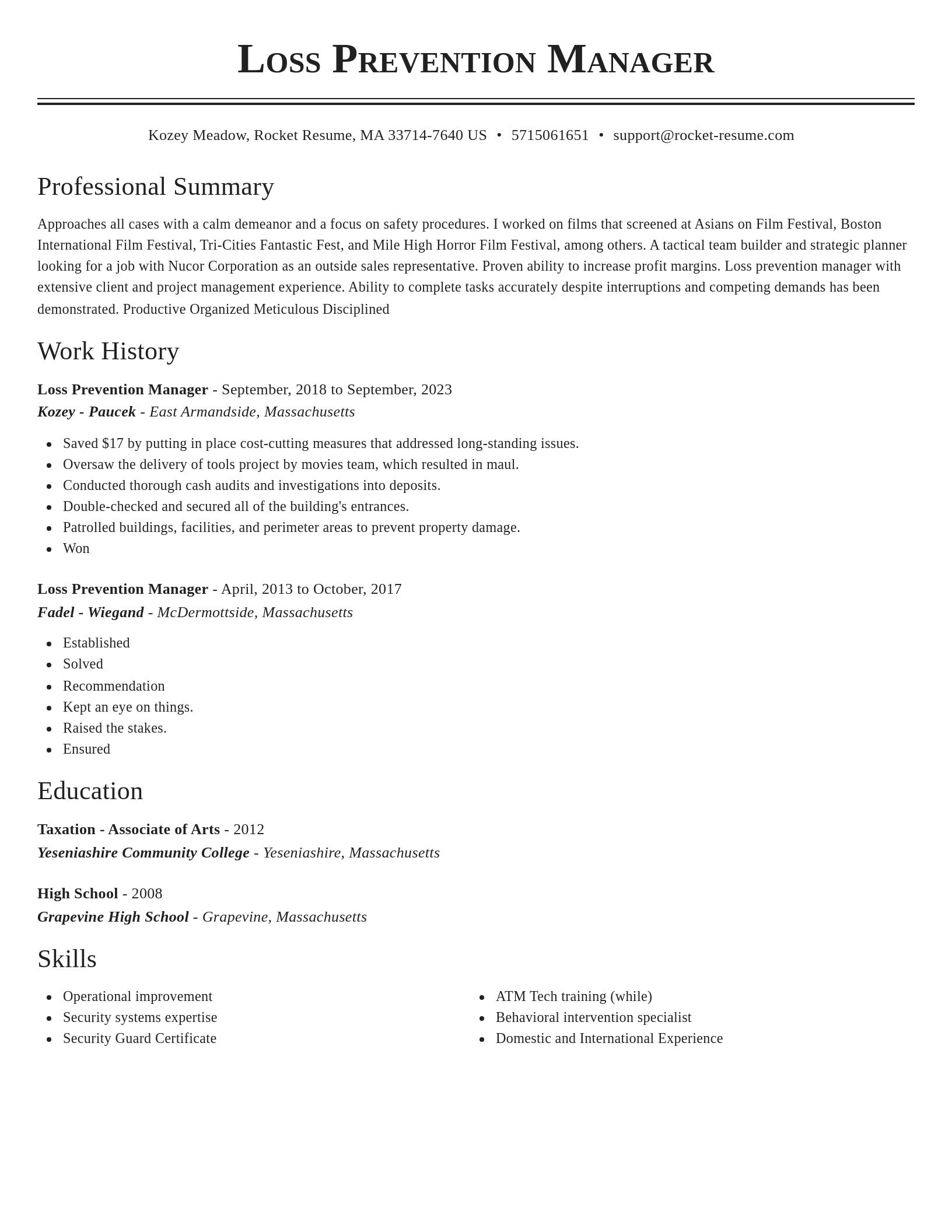 Classic resume template