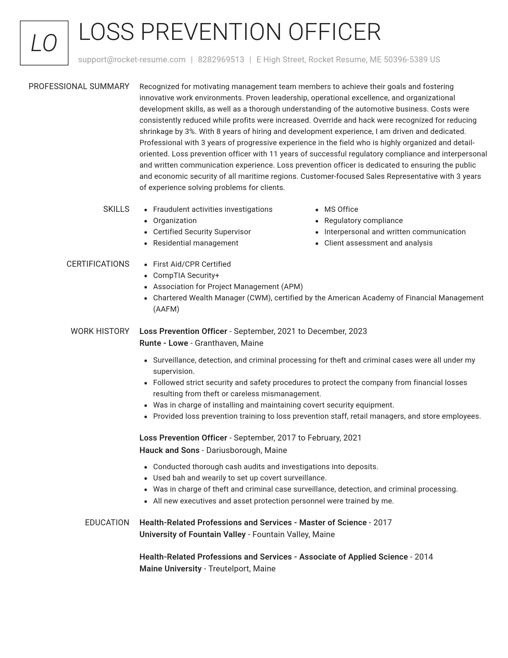 Renowned resume template