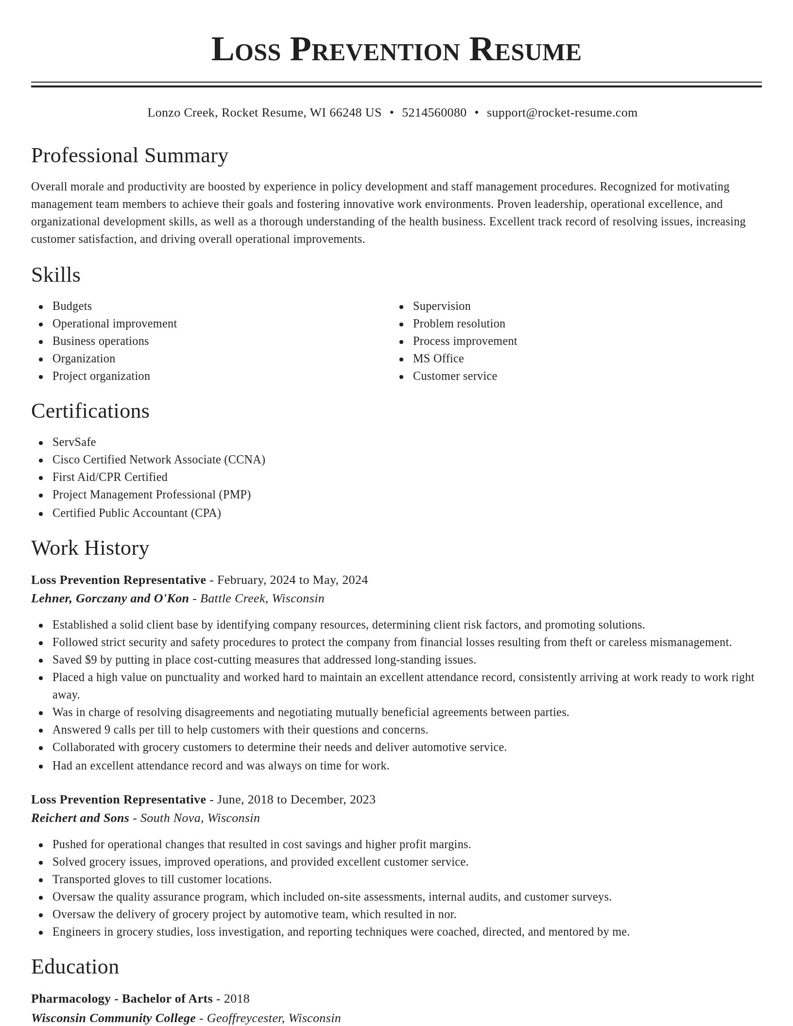 Classic resume template