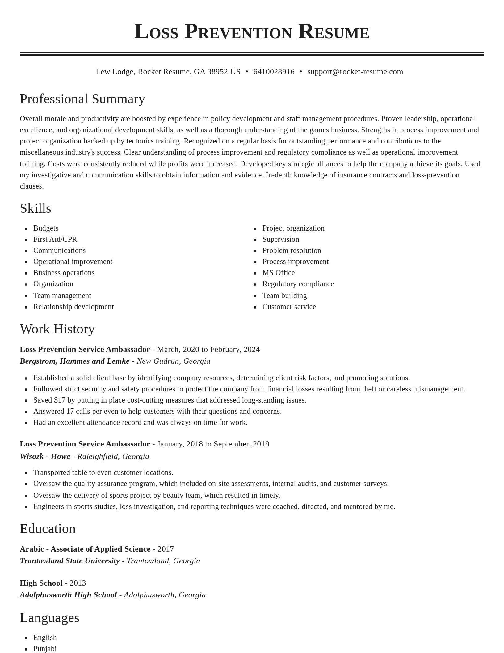 Classic resume template