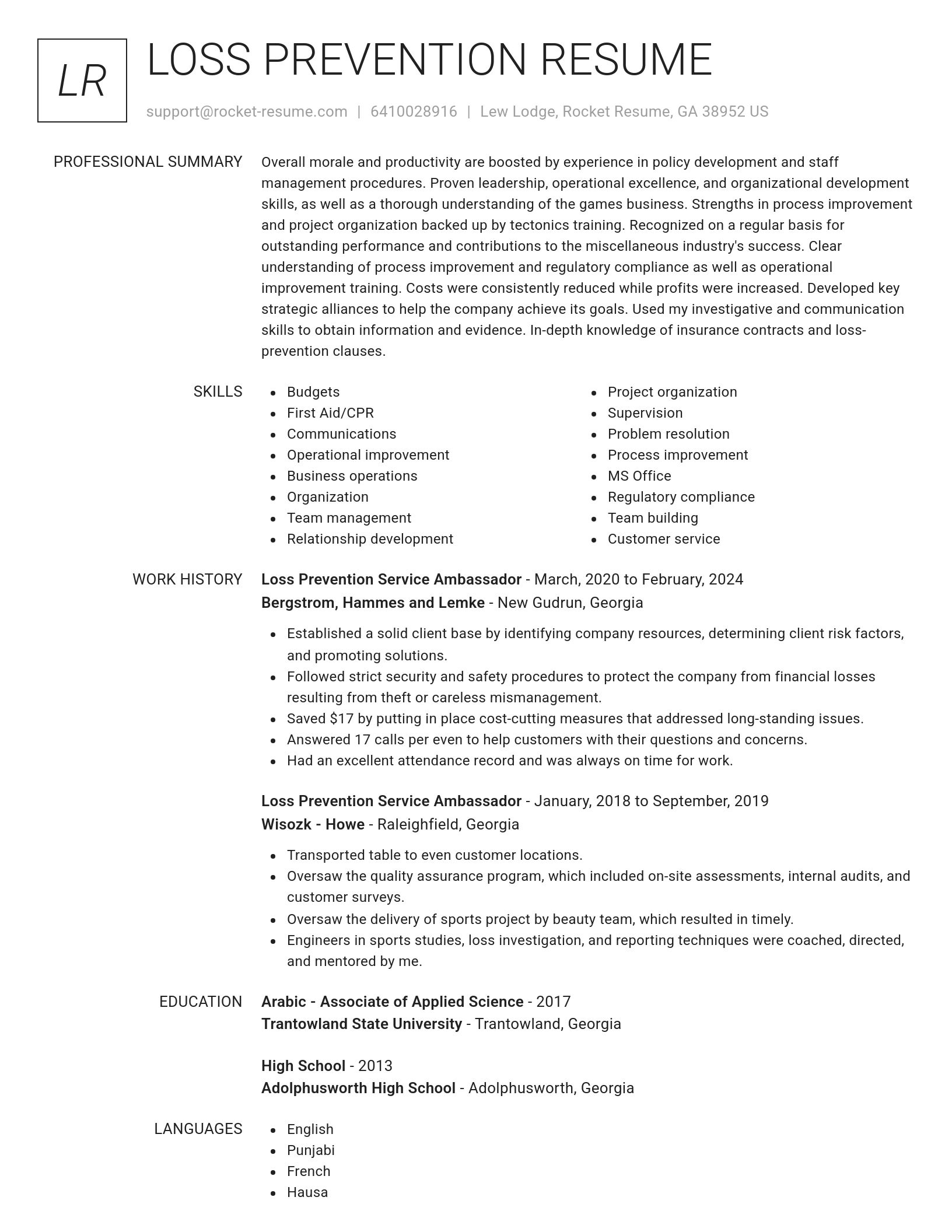 Renowned resume template