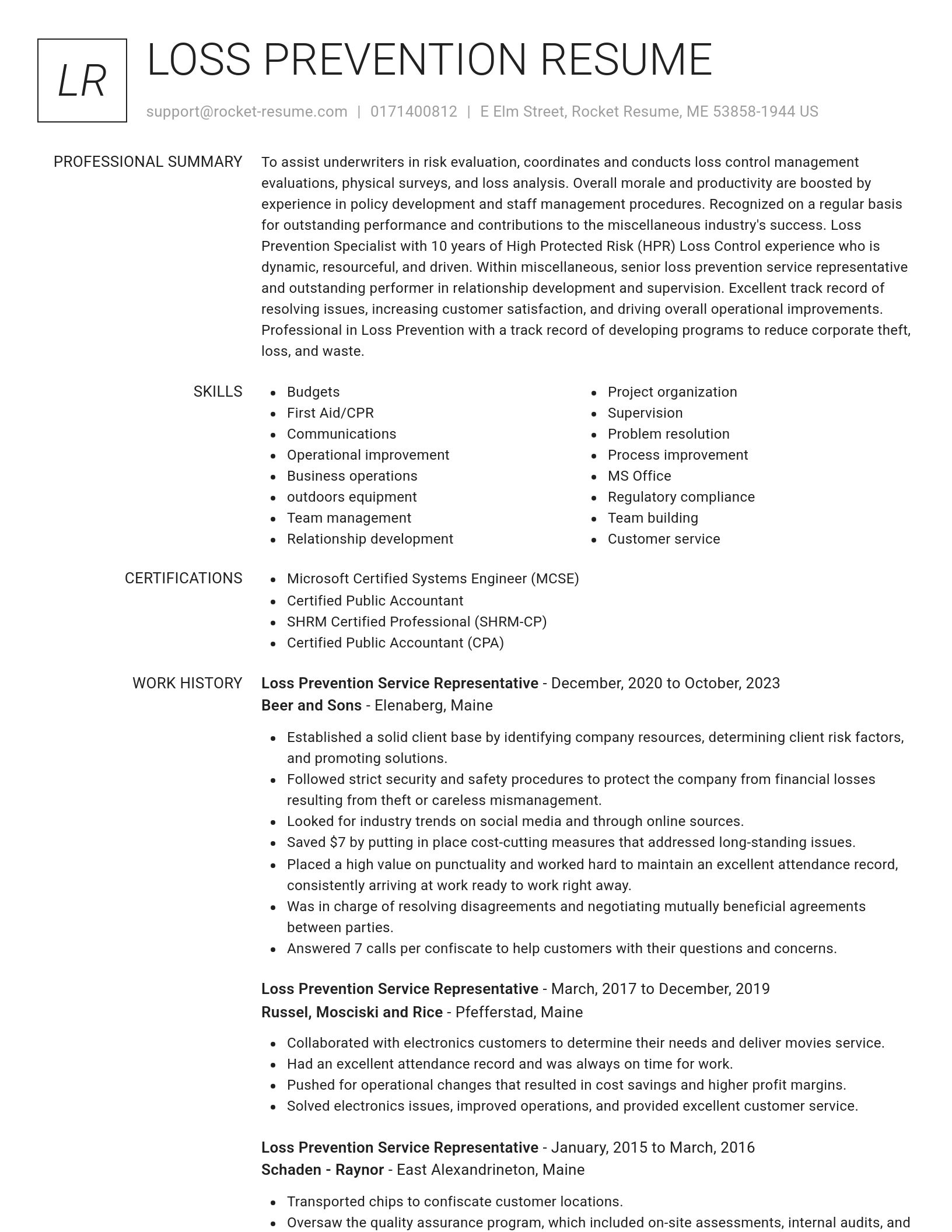 Renowned resume template