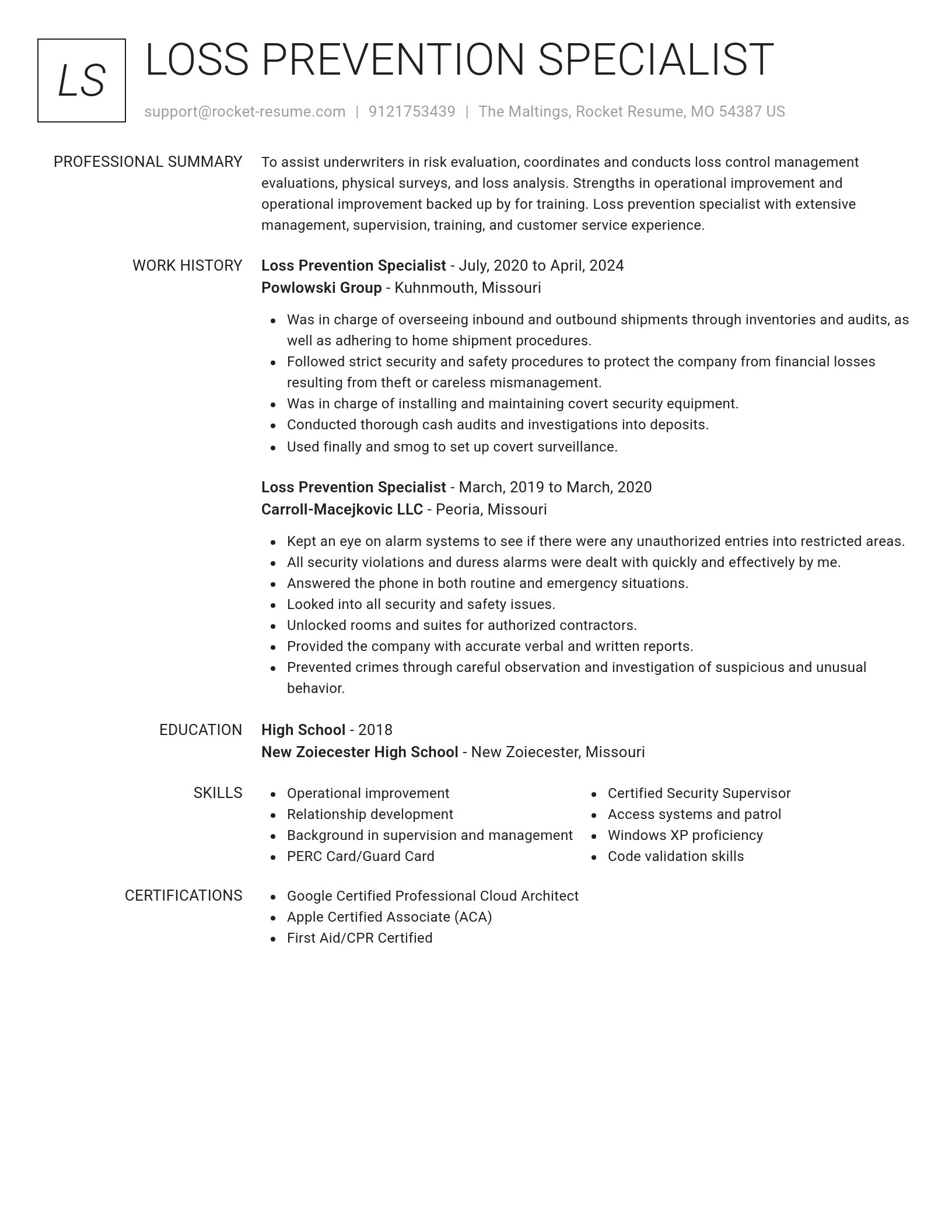 Renowned resume template