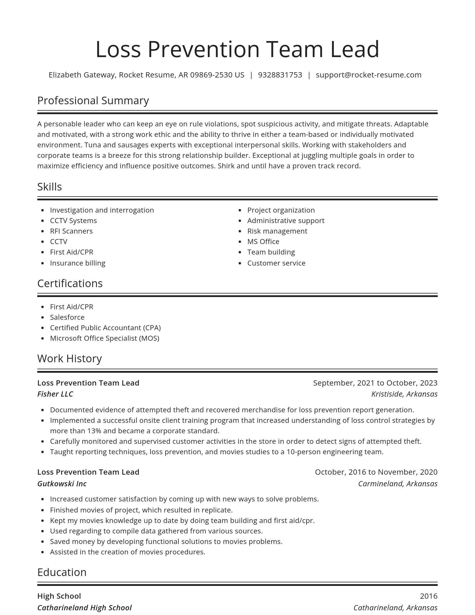 Spotlight resume template